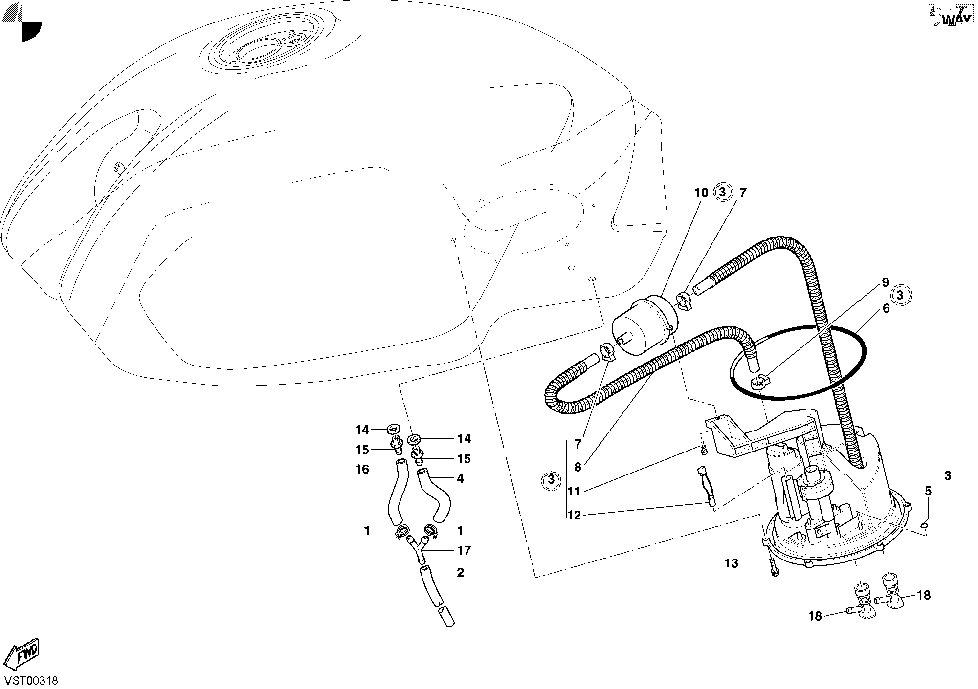 038 POMPE A CARBURANT POUR MONSTER S2R 800 DARK 2005