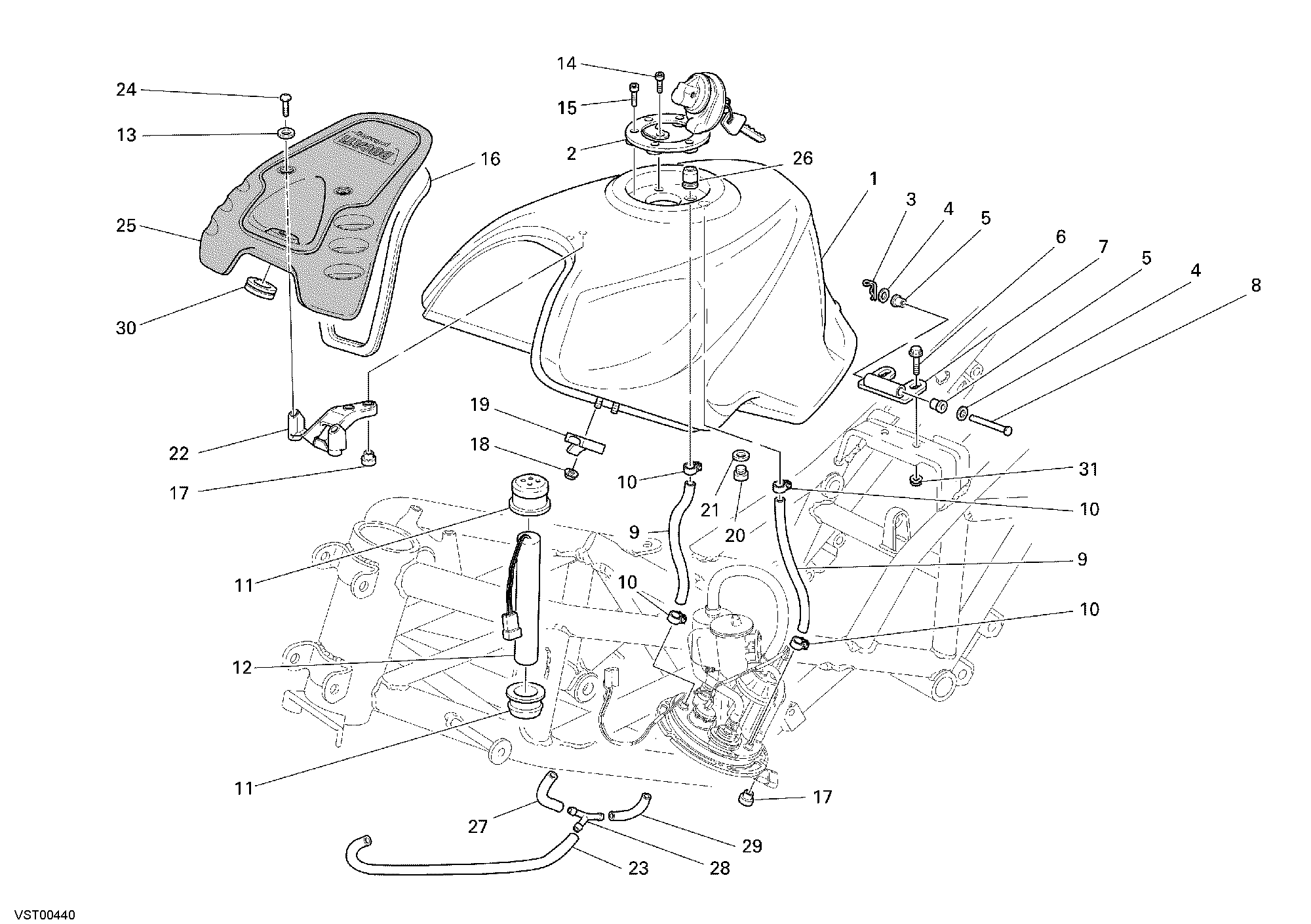 041 RESERVOIR CARBURANT POUR SPORT TOURING ST4 S 2005