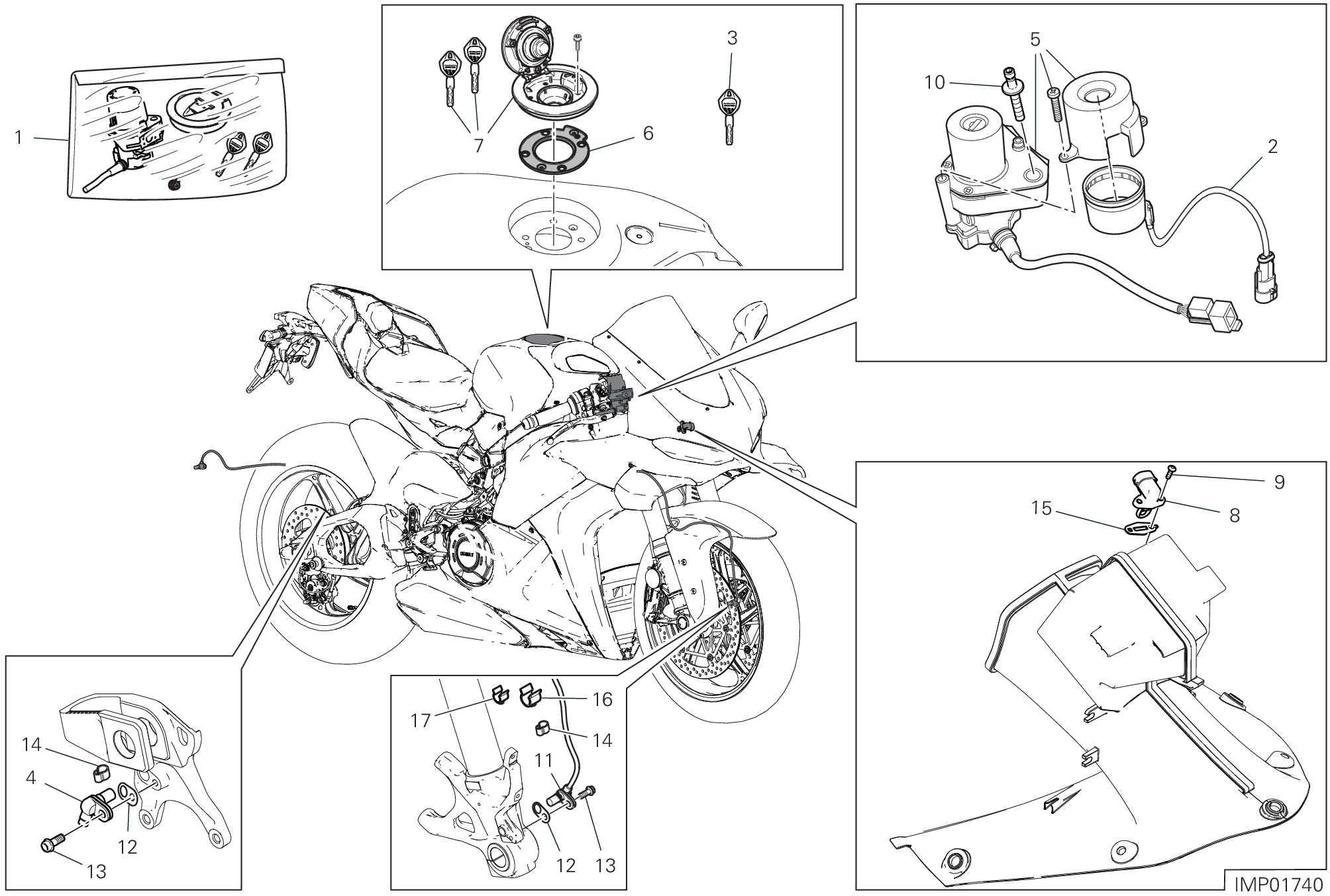 13F DISOISITIF ELECTRIQUES POUR SUPERBIKE PANIGALE V4 TRICOLORE 2025