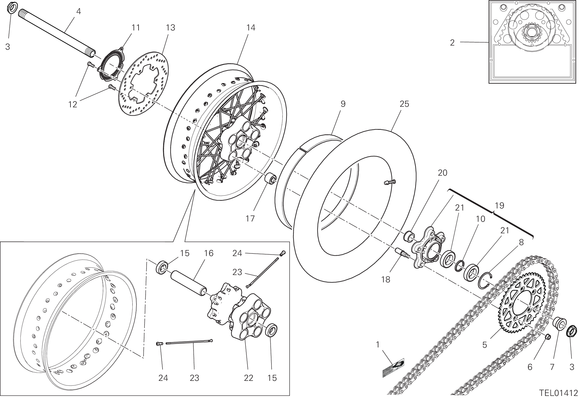 29A ROUE ARRIERE POUR SCRAMBLER CAFE RACER 2020