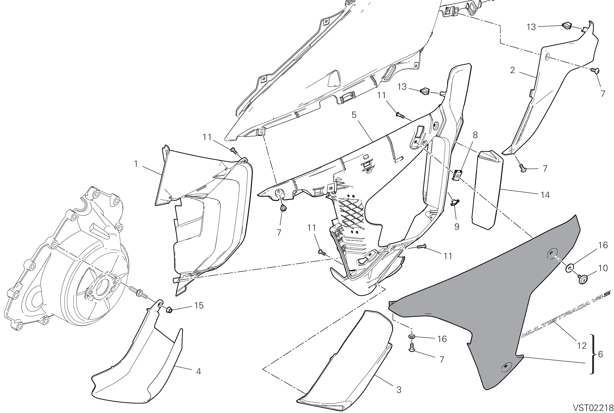 37F PANNEAU LATERAL GAUCHE POUR MULTISTRADA V4S SPORT 2022
