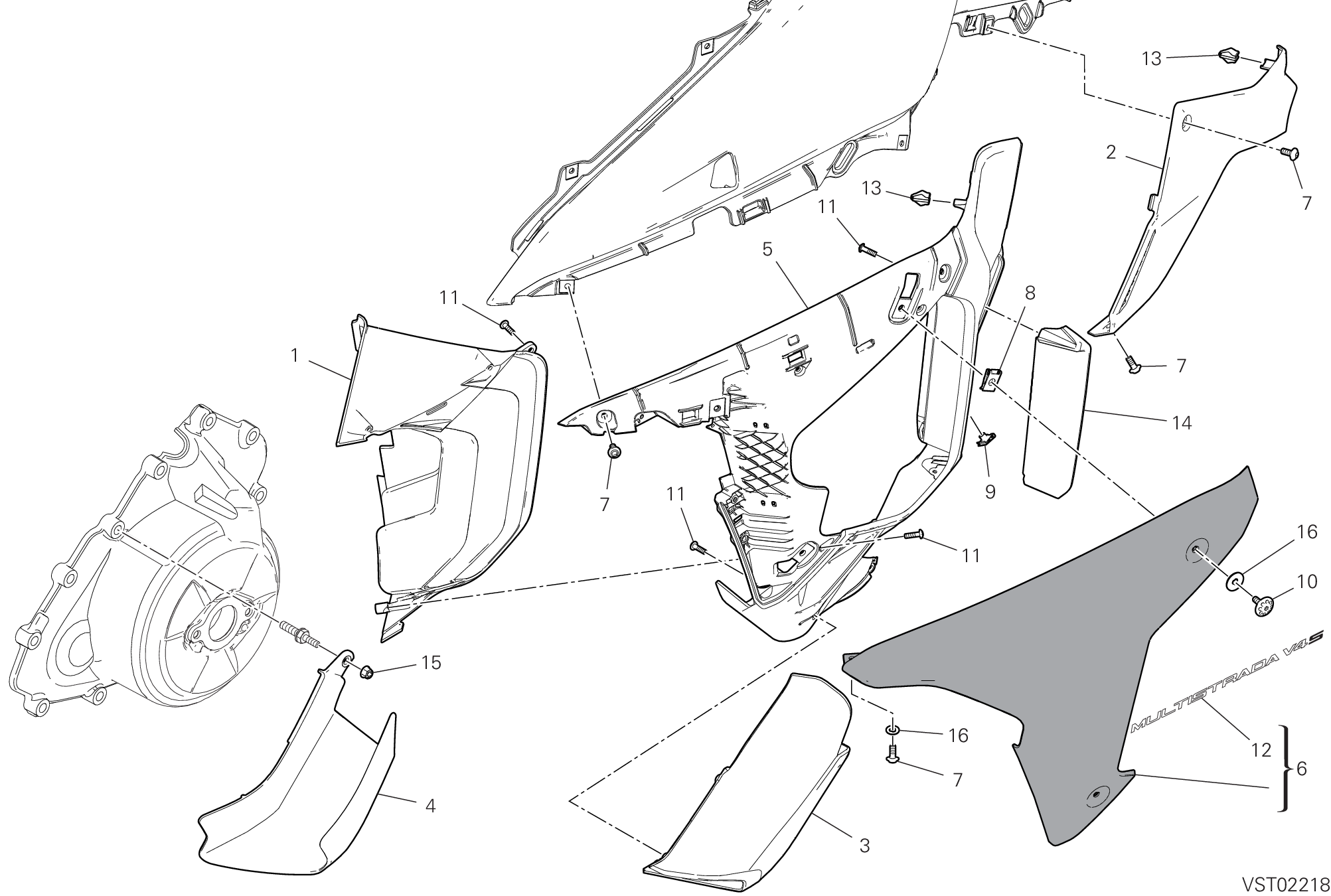 37F PANNEAU LATERAL GAUCHE POUR MULTISTRADA V4S FULL 2021