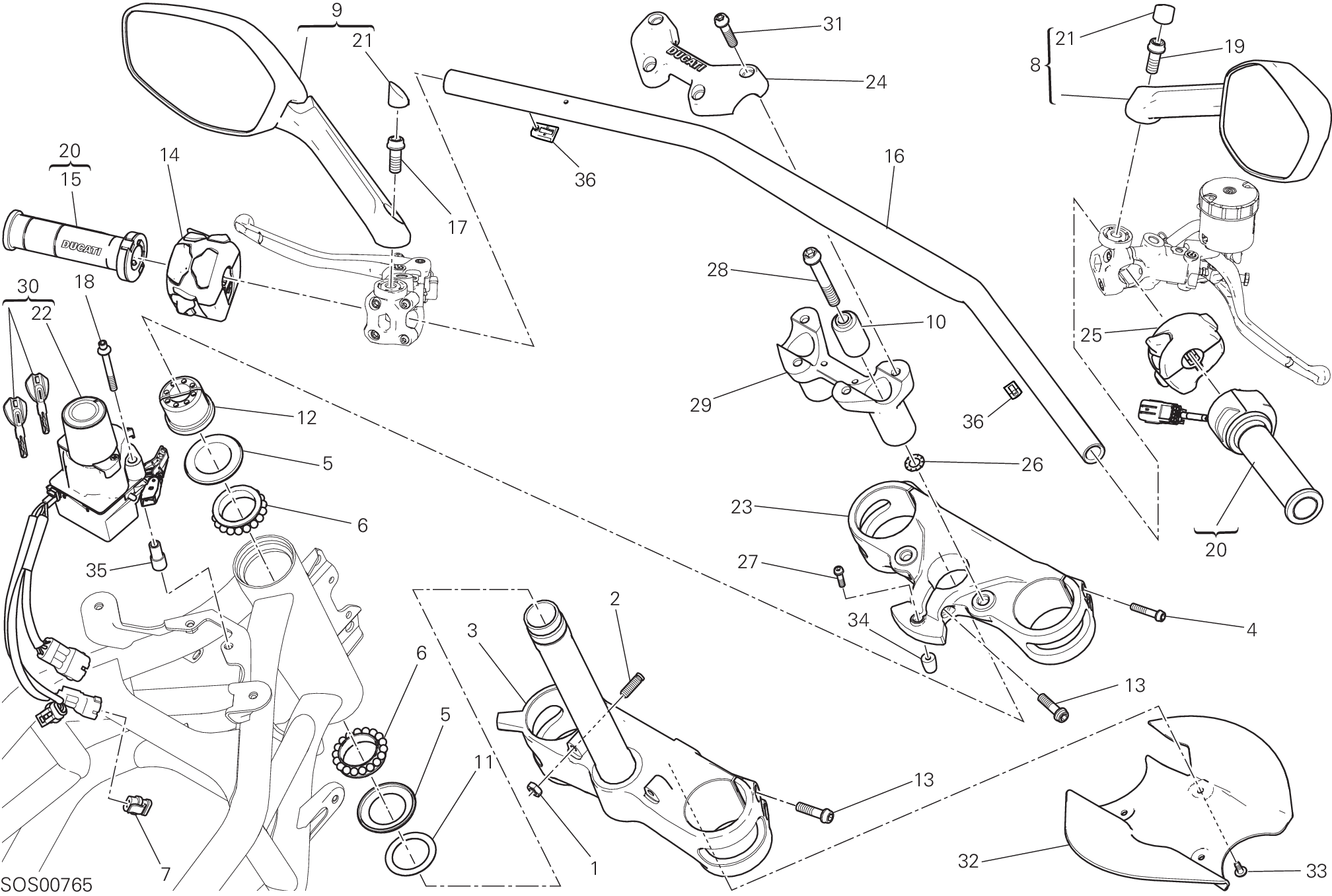 021 GUIDON POUR MULTISTRADA 1200 ABS 2015