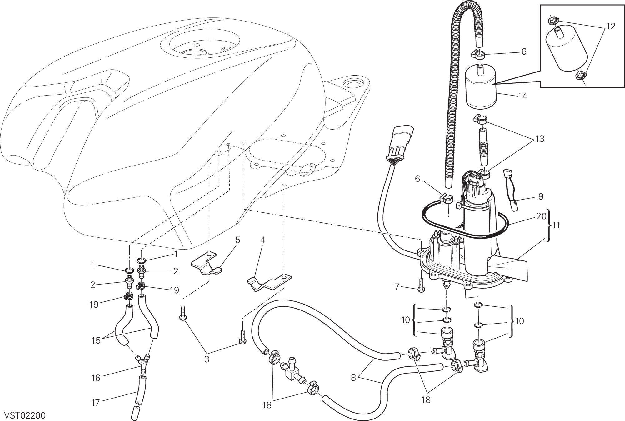 32A POMPE A CARBURANT POUR SUPERBIKE 1098 R 2008