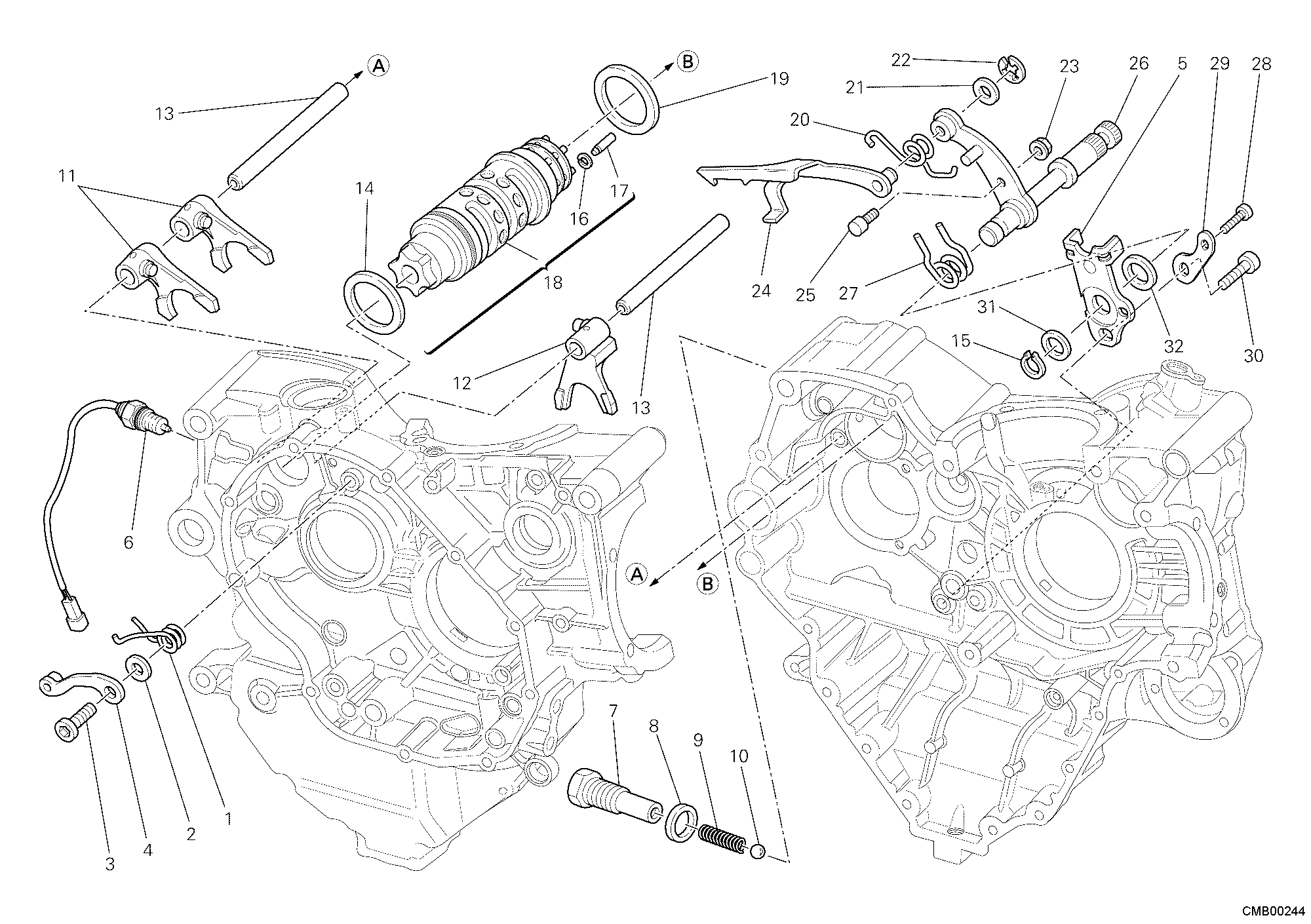 002 ARBRE SELECTEUR DE VITESSES POUR DIAVEL CARBON 2011