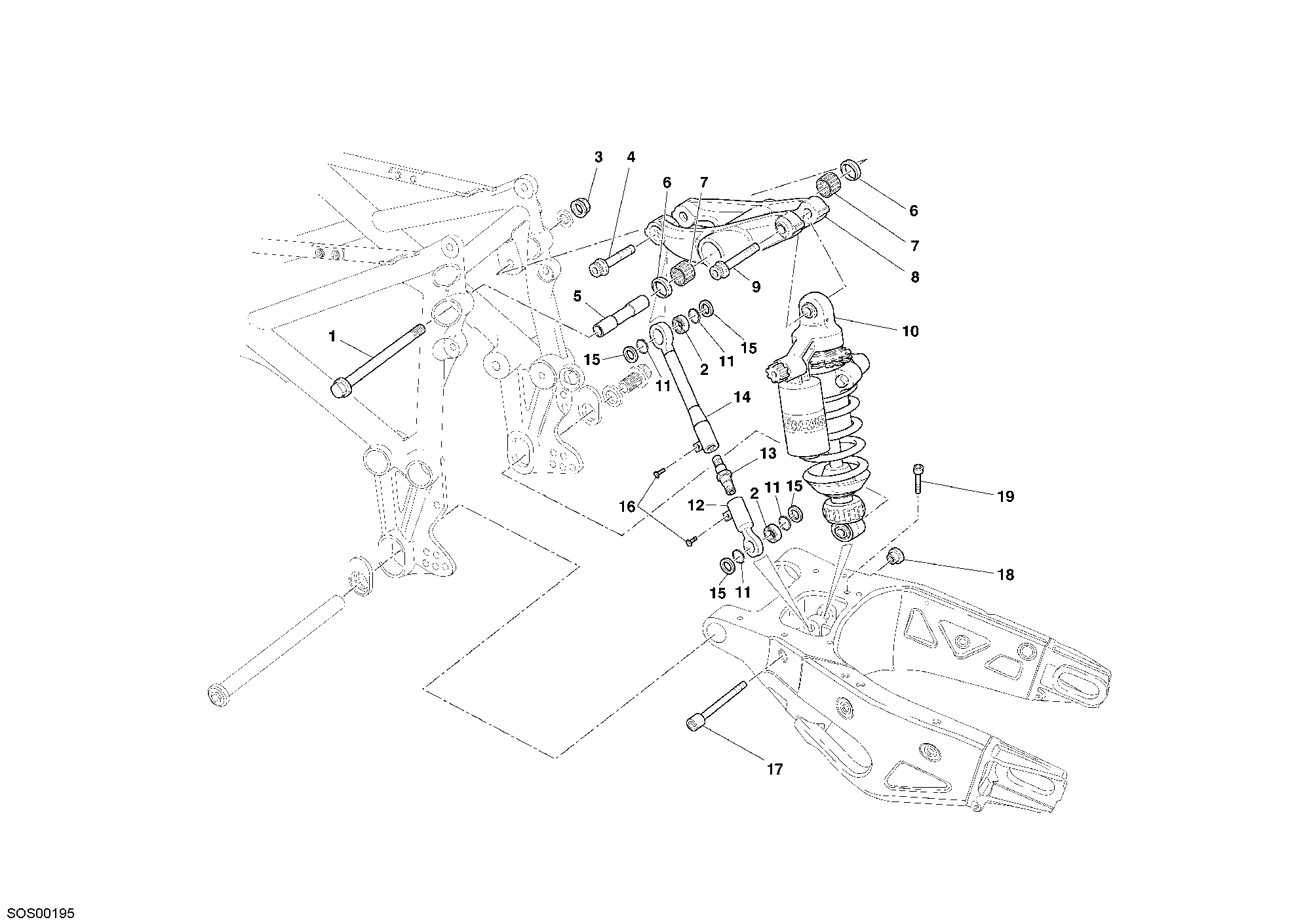 028 AMORTISSEUR ARRIERE POUR SUPERBIKE 999 RS 2005