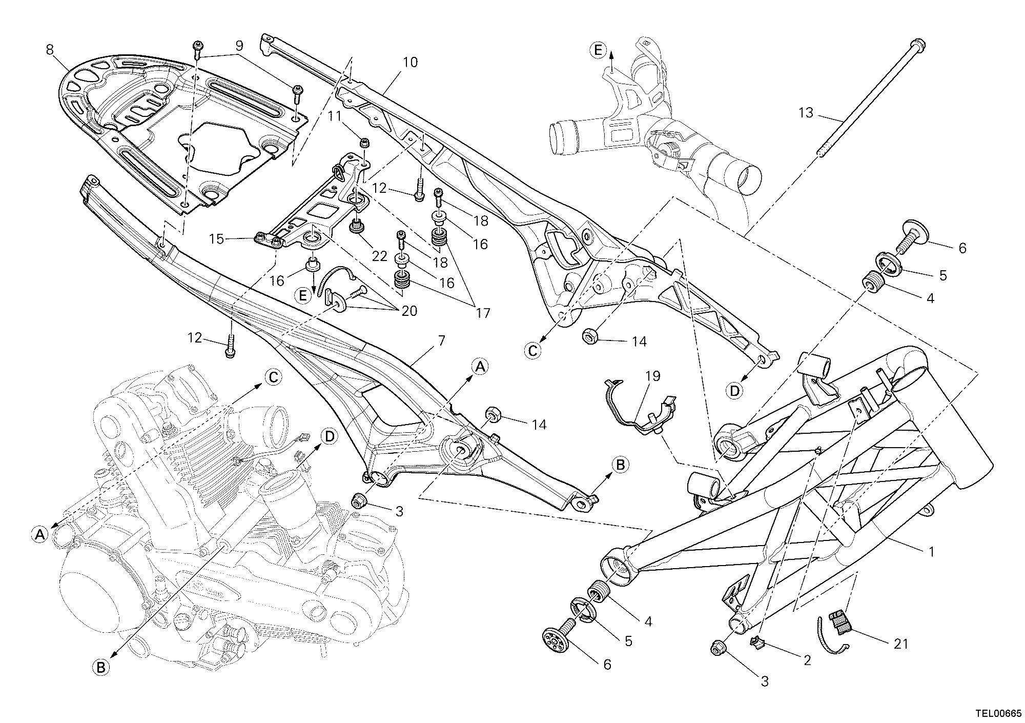 030 CADRE POUR MONSTER 1100 ABS 2010