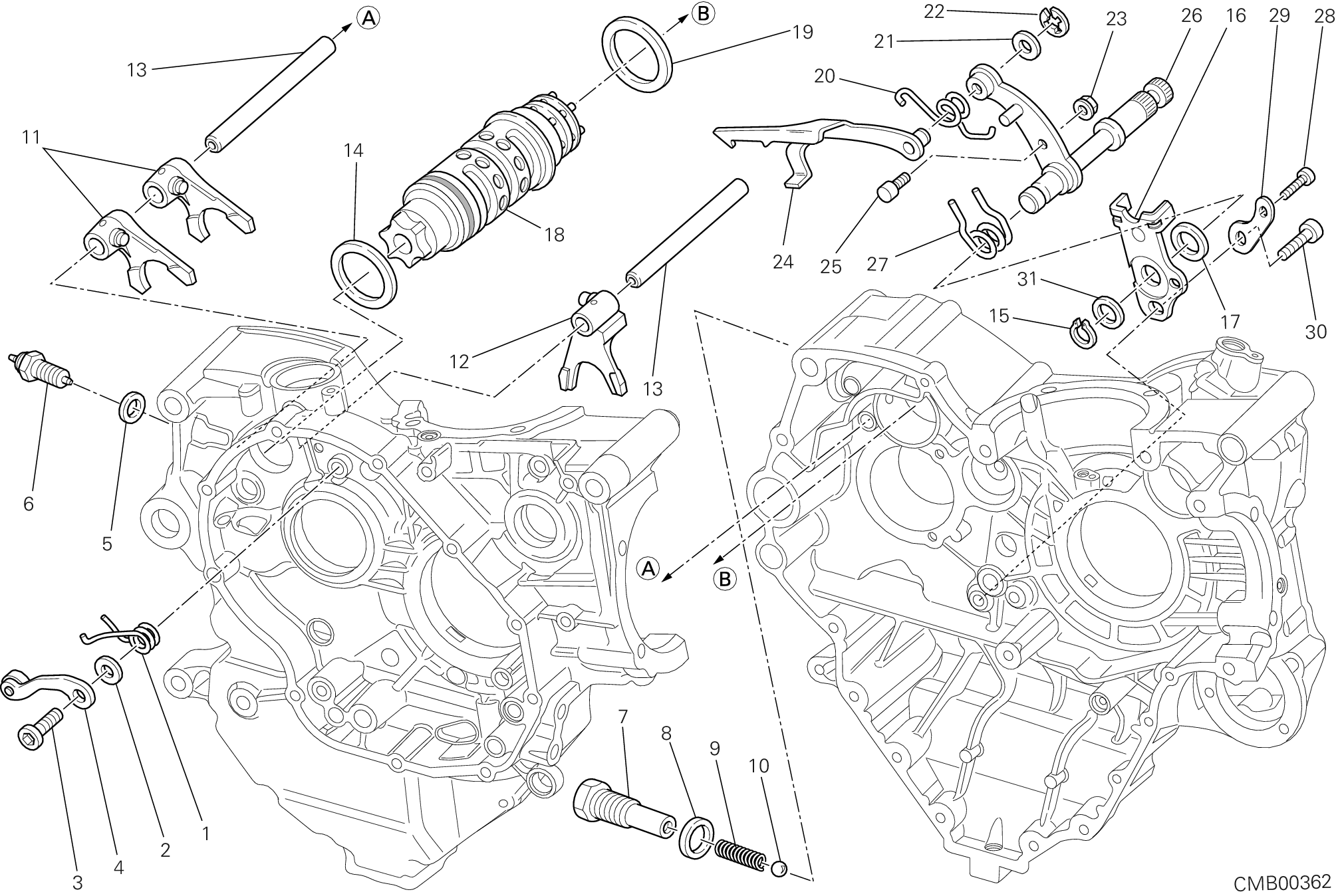 002 TAMBOUR CHANGEMENT VITESSE FOURCHETTE POUR SUPERBIKE 848 EVO CORSE SE 2013