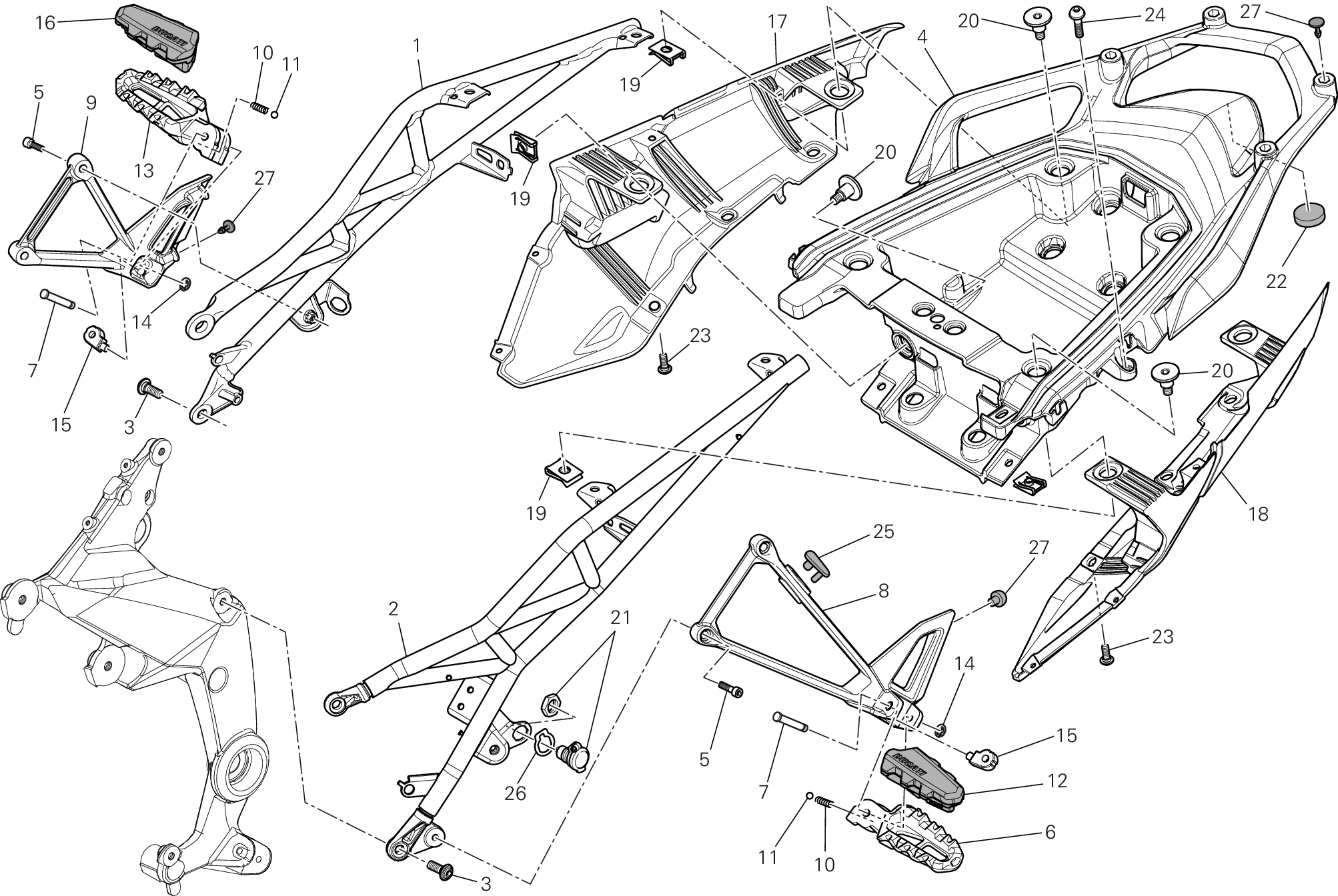 027 BRIDE ARRIERE POUR MULTISTRADA 1200 2010