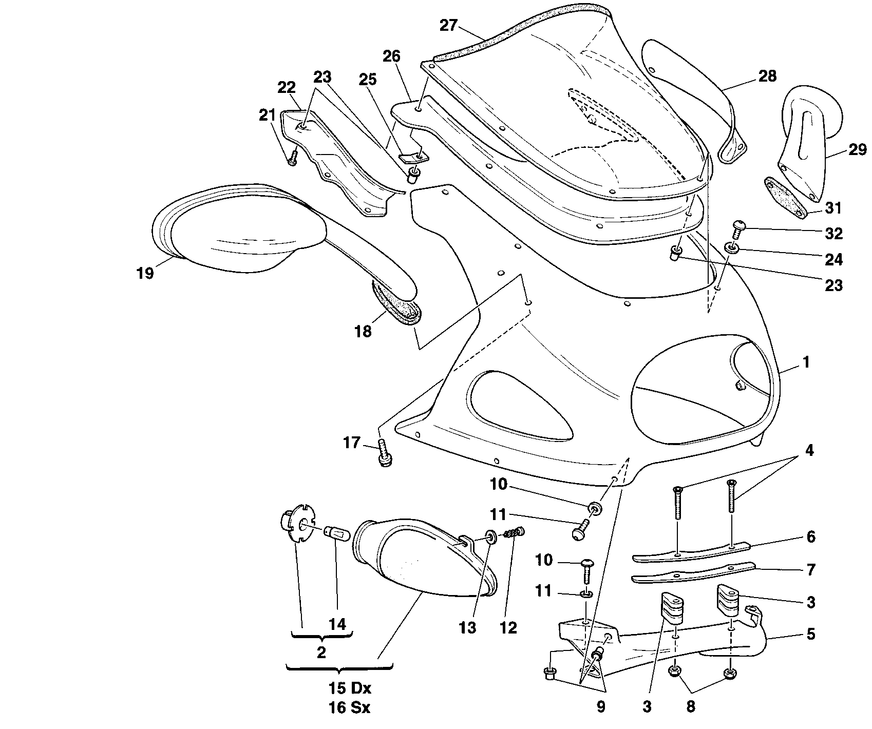 043 CAPOT AVANT POUR SPORT TOURING ST2 1998