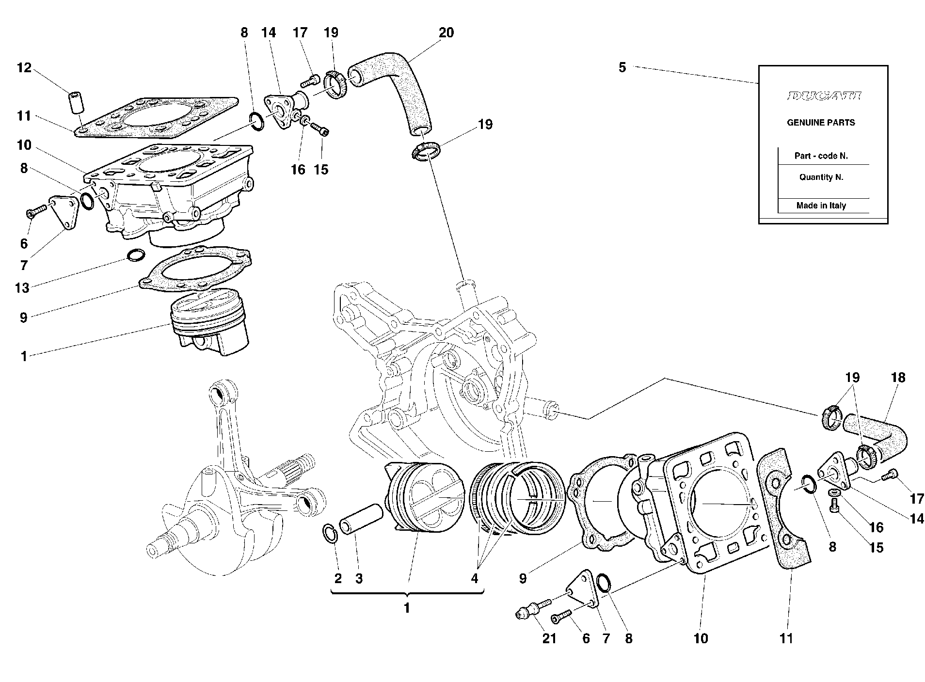 070 CYLINDRE PISTON POUR SUPERBIKE 996 1999