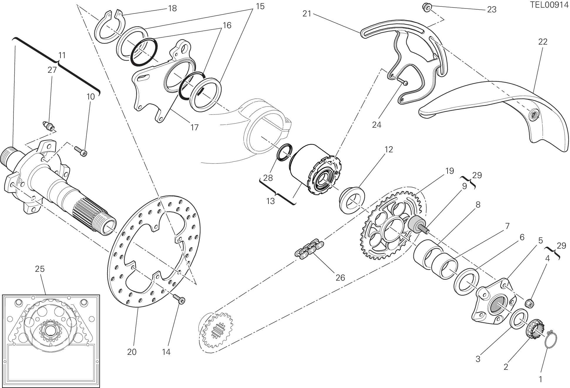 025 MOYEU ROUE ARRIERE POUR HYPERMOTARD 1100 2009
