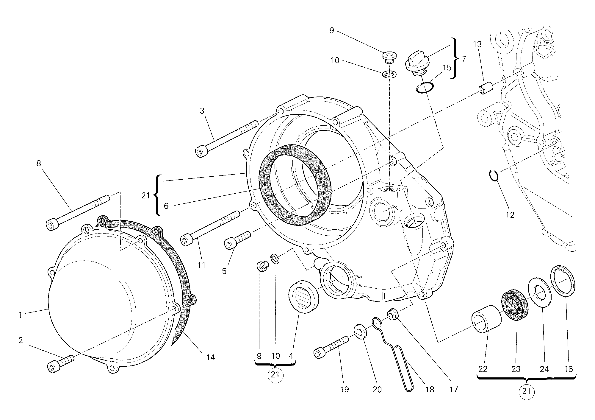 005 COUVERCLE EMBRAYAGE EXTERIEUR POUR SUPERBIKE 1198 S 2010