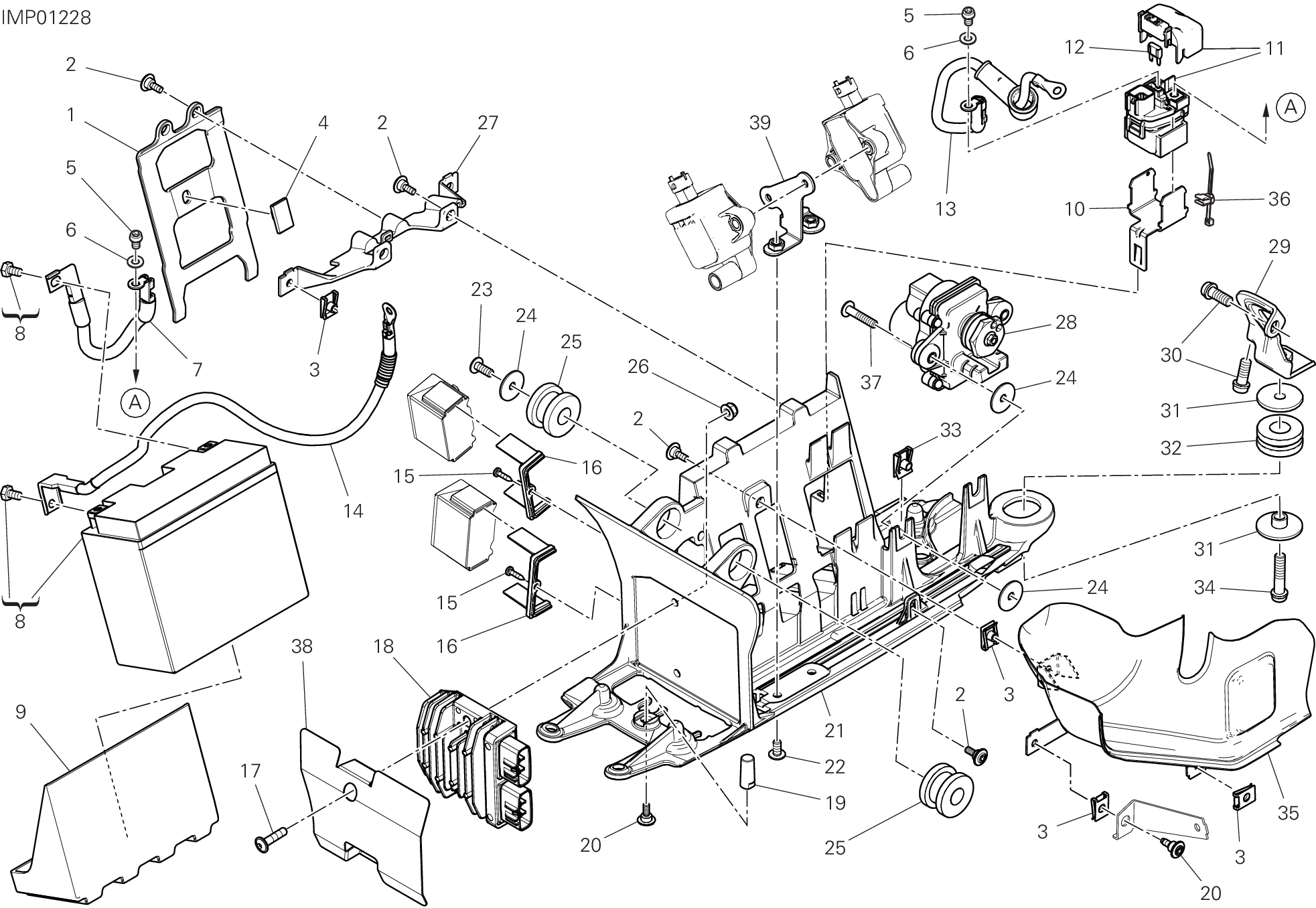 12B SUPPORT BATTERIE POUR DIAVEL 1260 S 2019