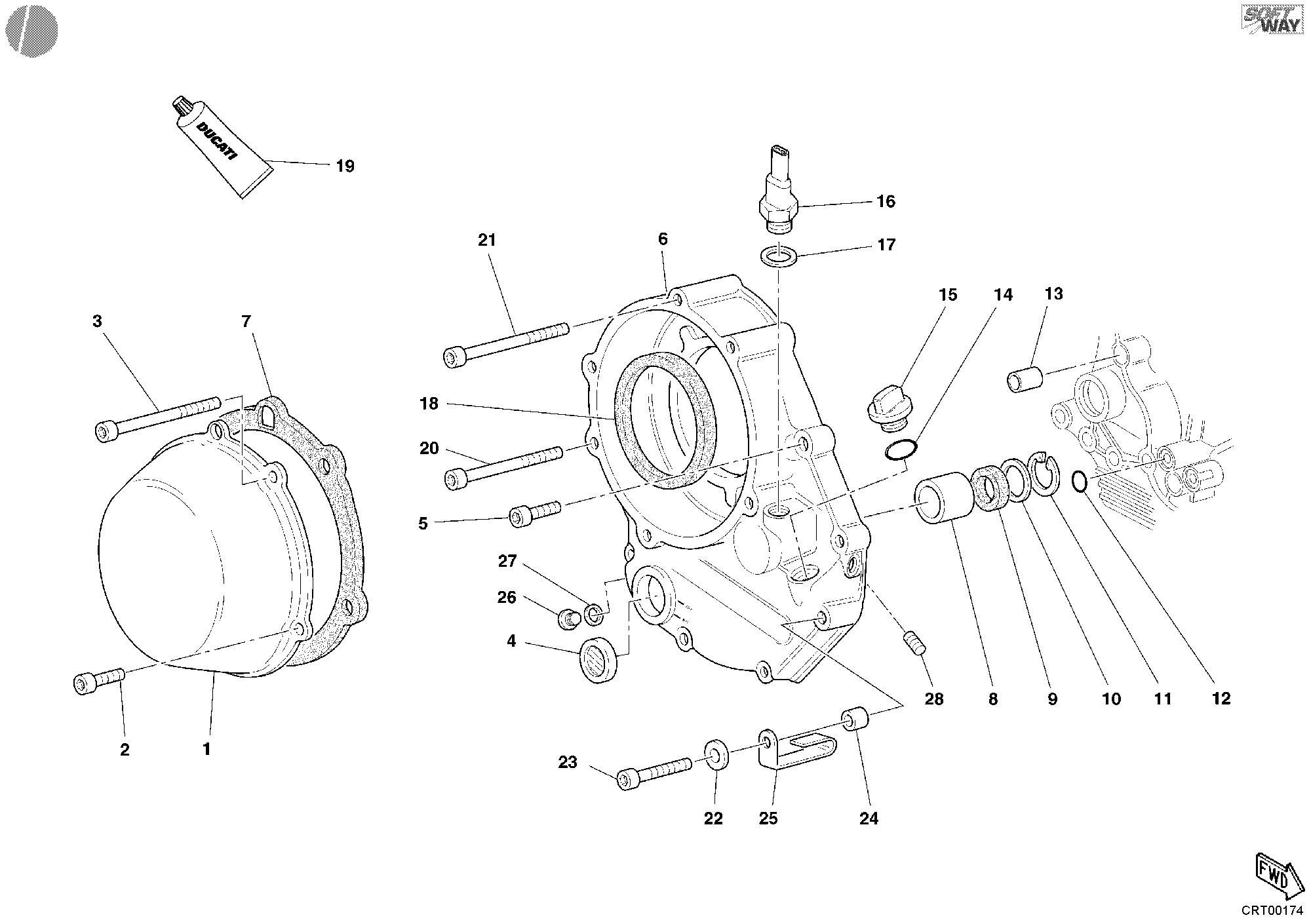 005 COUVERCLE EMBRAYAGE POUR SPORT TOURING ST3 2004