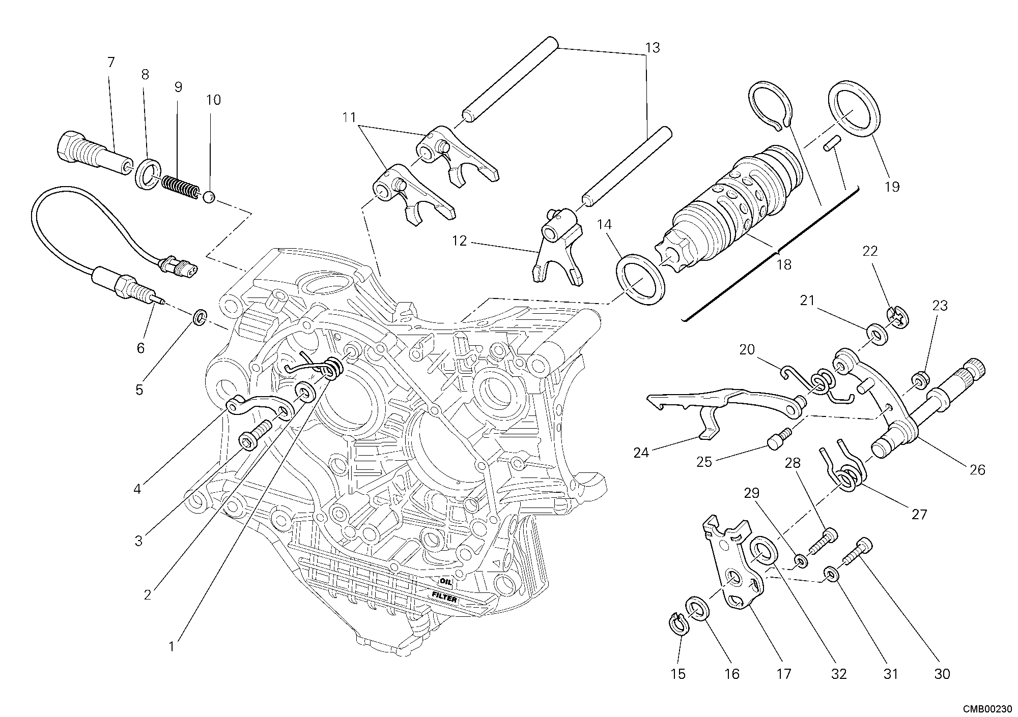 002 TAMBOUR CHANGEMENT VITESSE FOURCHETTE POUR MONSTER S4R 2008