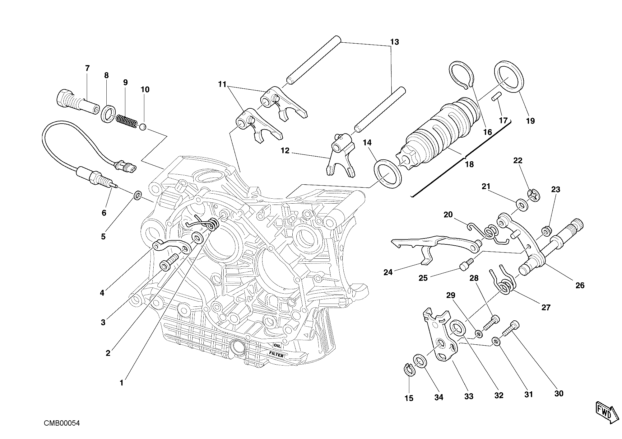 002 TAMBOUR CHANGEMENT VITESSE FOURCHETTE POUR SUPERBIKE 999 S AMA REPLICA 2007