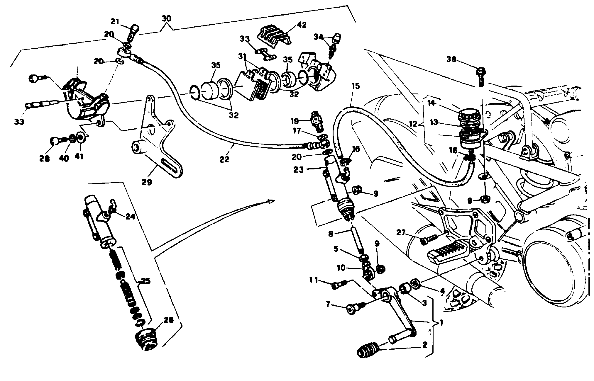 025 SYSTEME DE FREIN ARRIERE POUR SUPERBIKE 851 1991