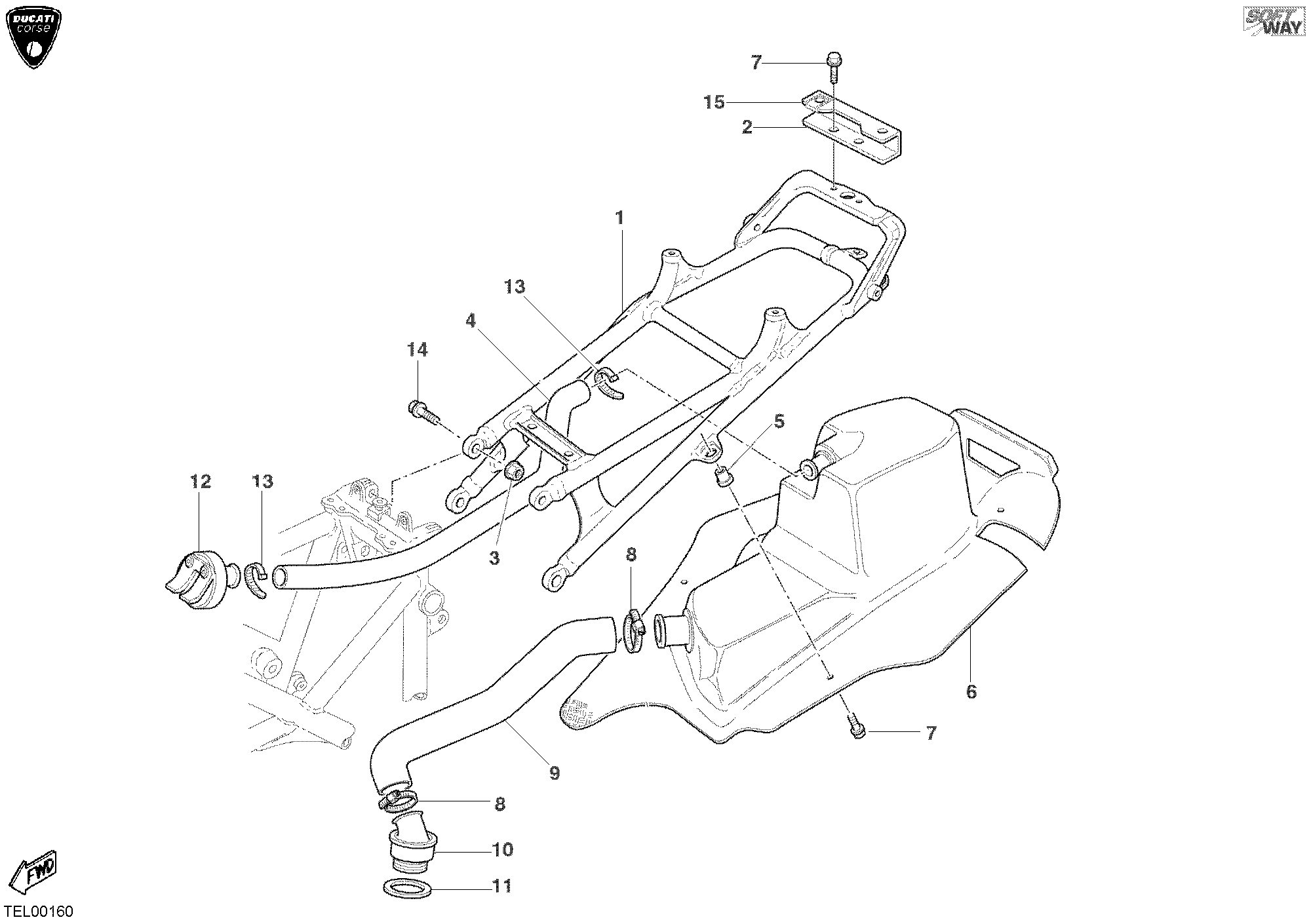 029 CADRE ARRIERE POUR SUPERBIKE 998 RS 2002