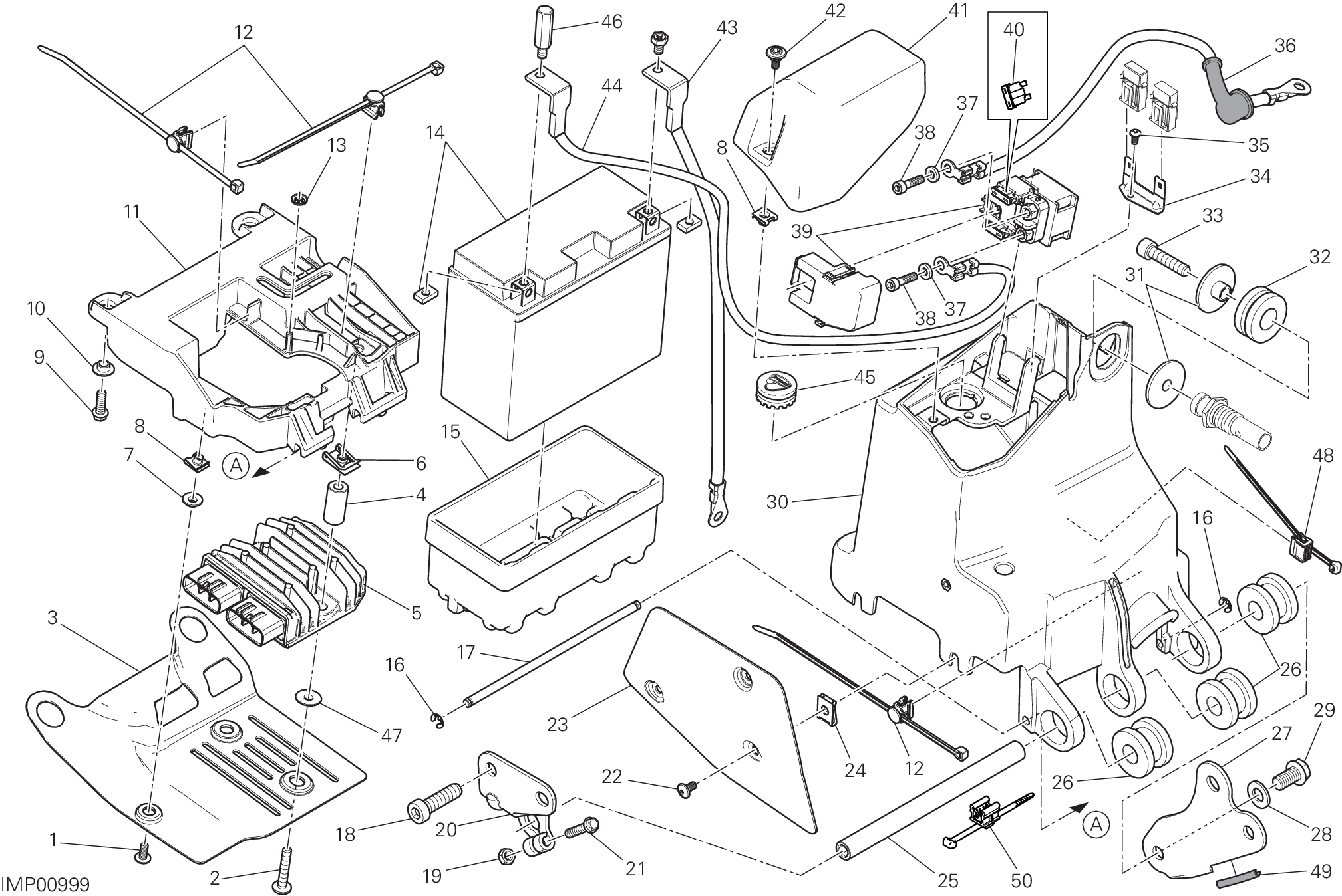 018 SUPPORT BATTERIE POUR MONSTER 821 2016