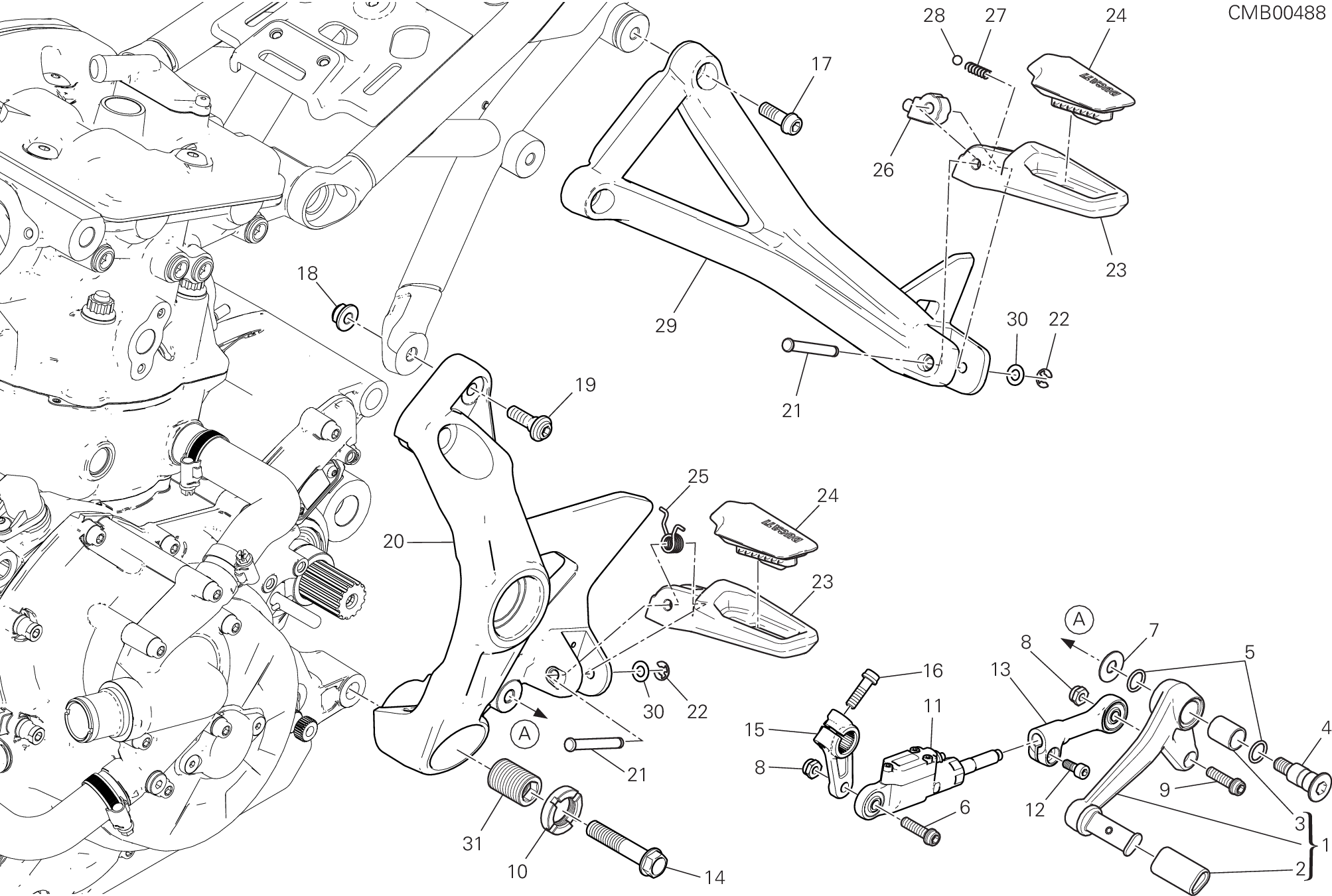 27A REPOSE PIED GAUCHE POUR MONSTER 1200 S 2018