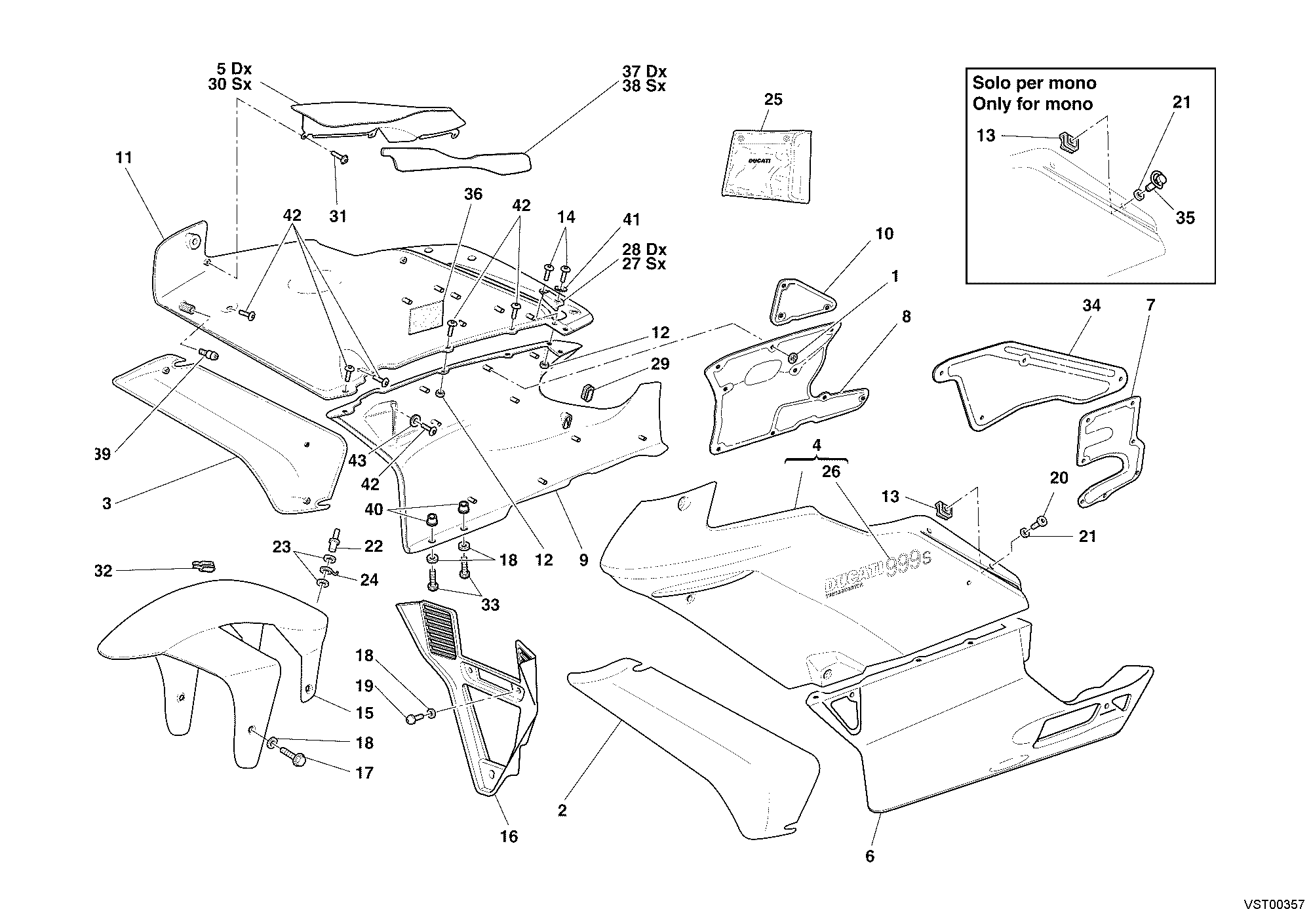 34A HABILLAGE POUR SUPERBIKE 999 S 2006
