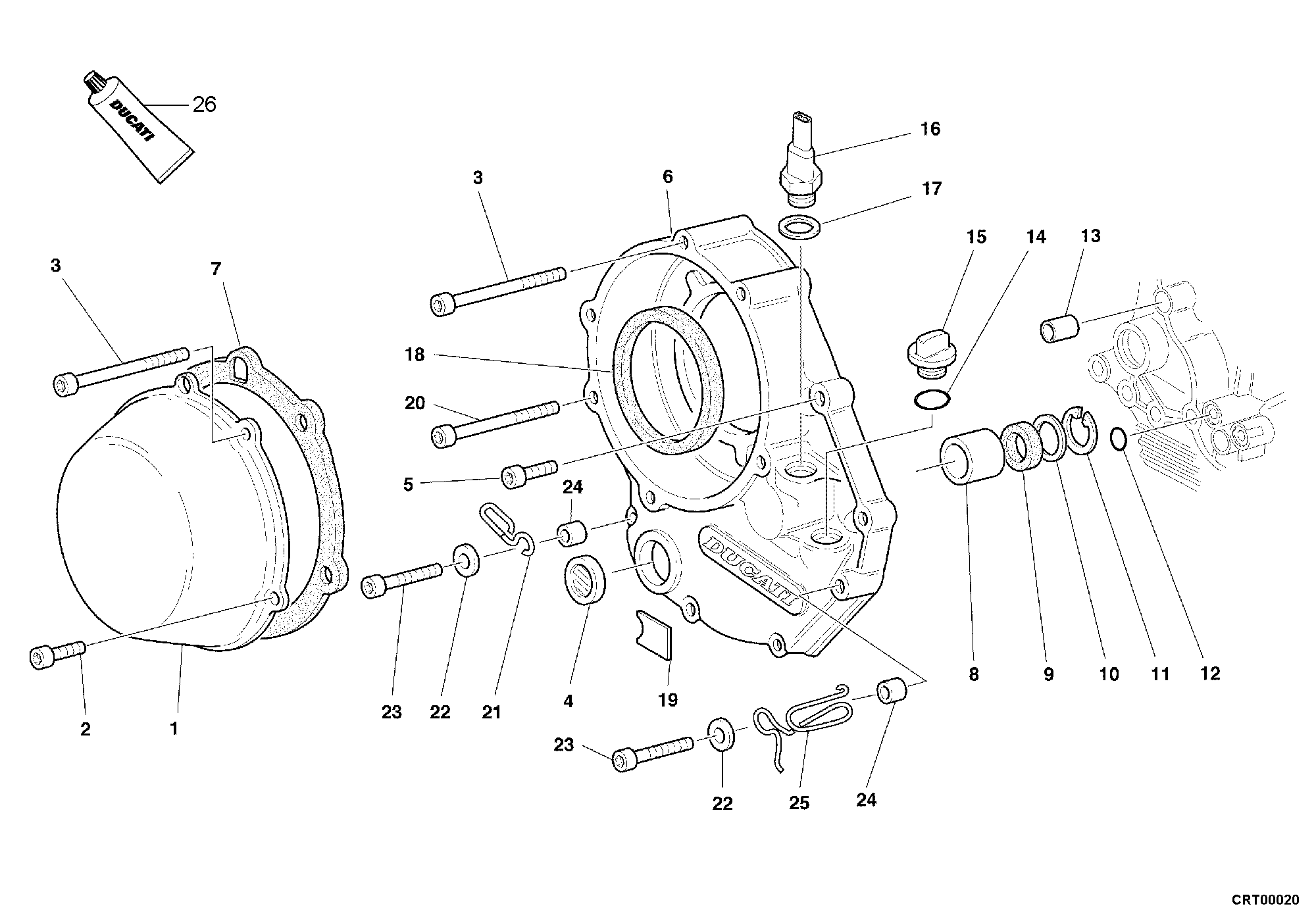 005 COUVERCLE EMBRAYAGE POUR SUPERSPORT 900 SS 2000