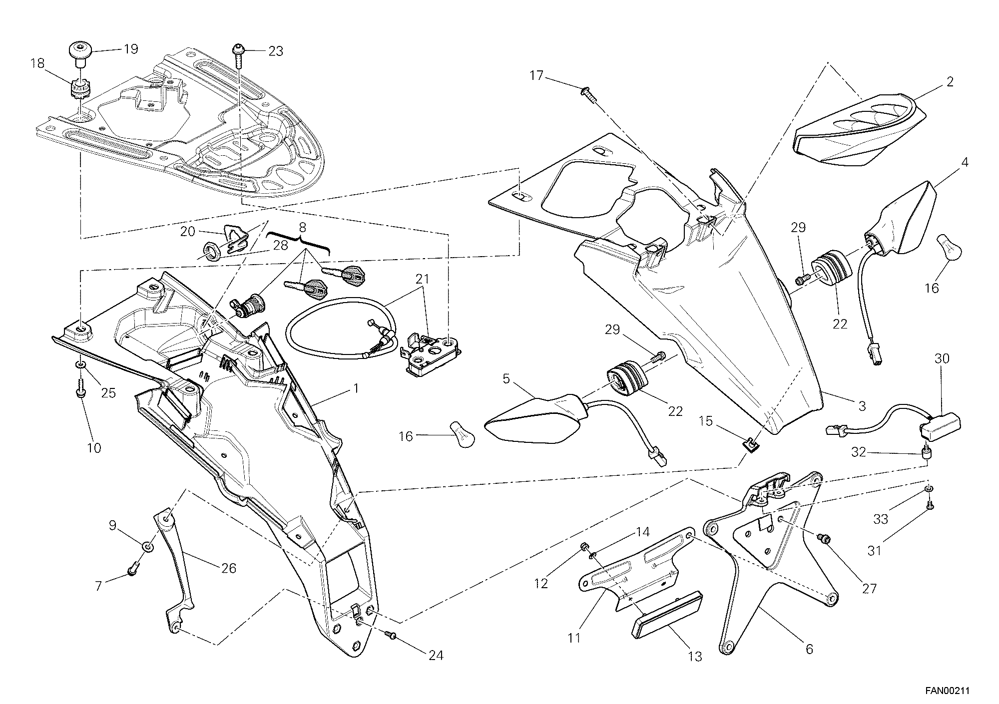 023 FEU ARRIERE POUR MONSTER 1100 EVO ABS 2012
