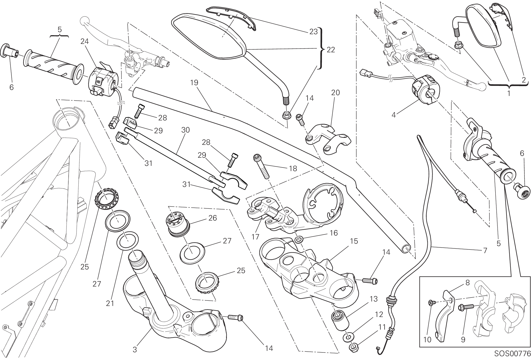 021 GUIDON ET COMMANDES POUR SCRAMBLER URBAN ENDURO 2015