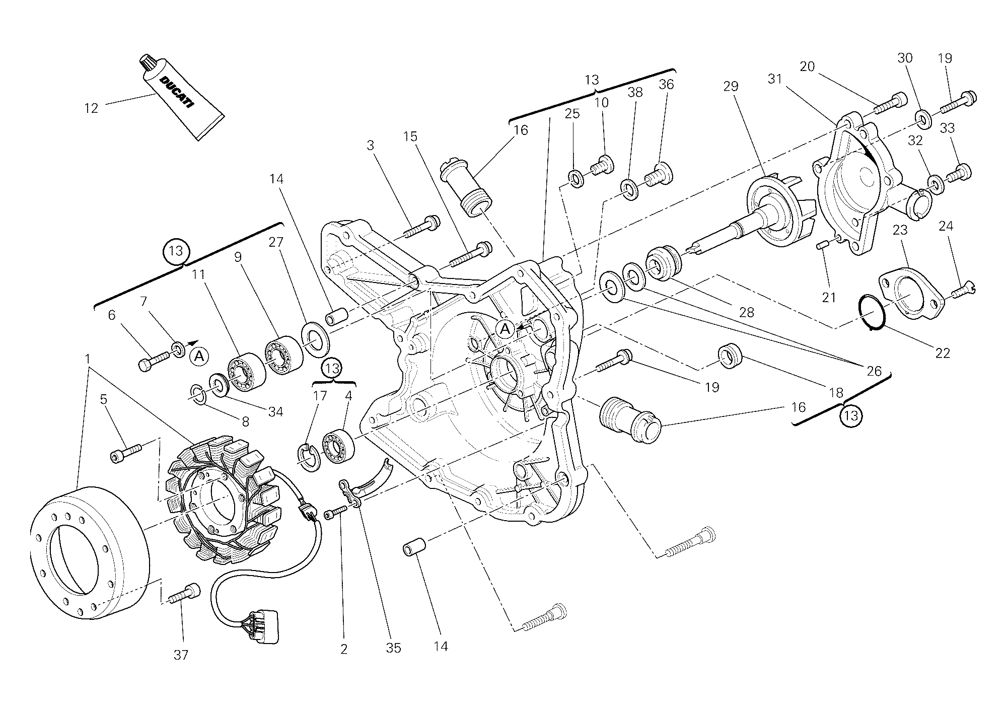 011 COUVERCLE GENERATEUR POUR MULTISTRADA 1200 S PIKES PEAK 2012