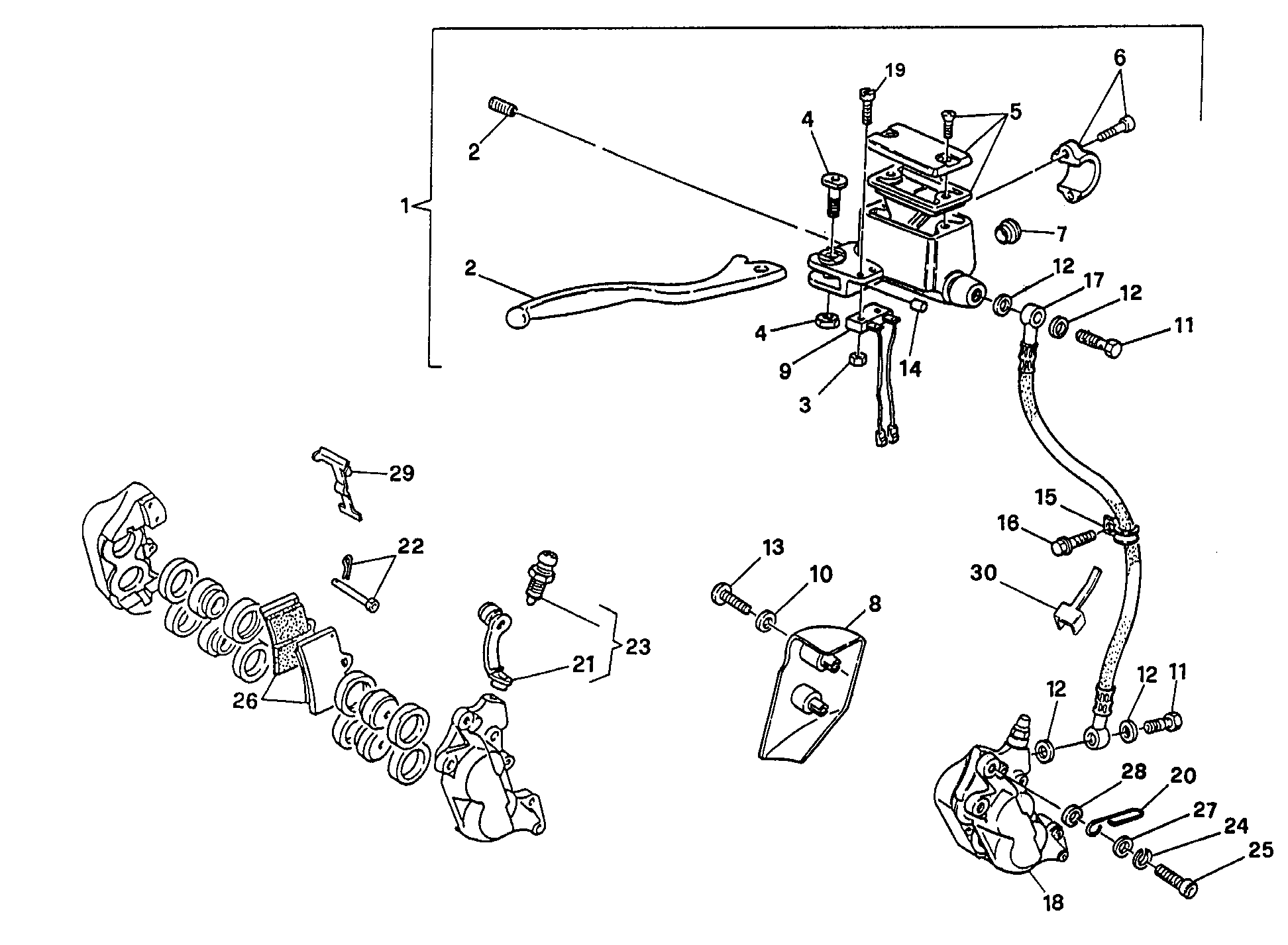 025 SYSTEME DE FREIN AVANT MONODISQUE POUR SUPERSPORT 400 SS 1993
