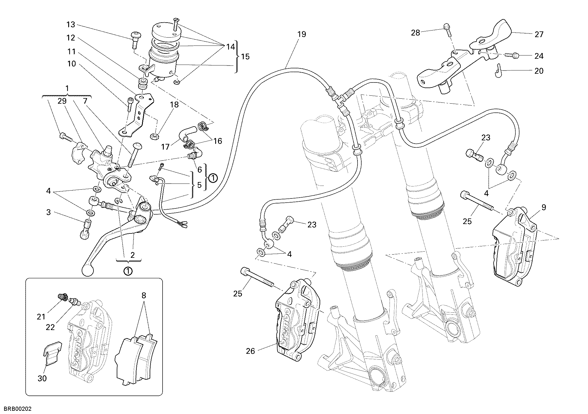 028 SYSTEME DE FREIN AVANT POUR HYPERMOTARD 1100 S 2008