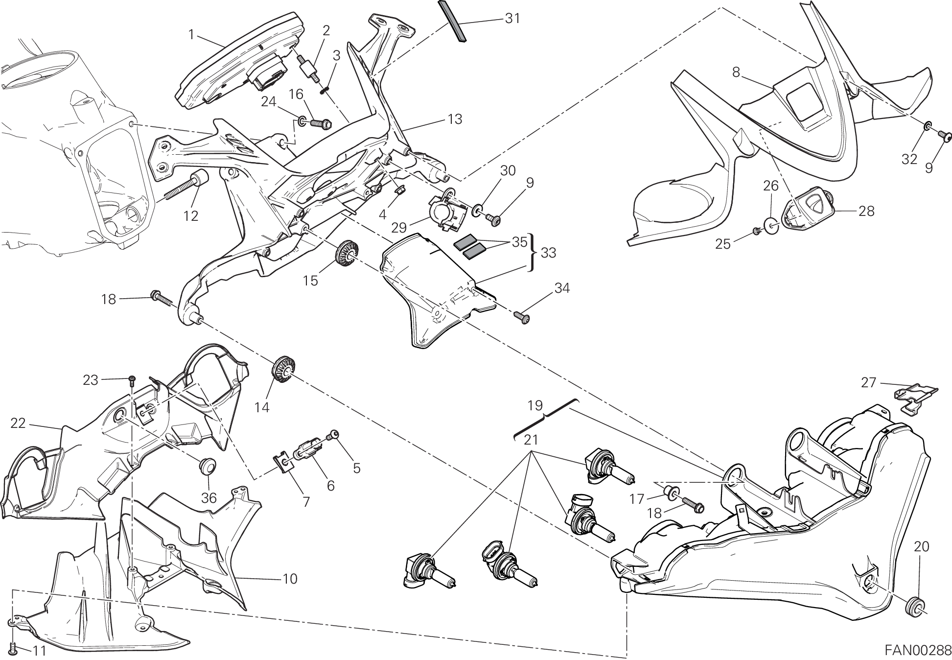 020 FANALE ANTERIORE E CRUSCOTTO POUR SUPERBIKE 959 PANIGALE ABS 2016