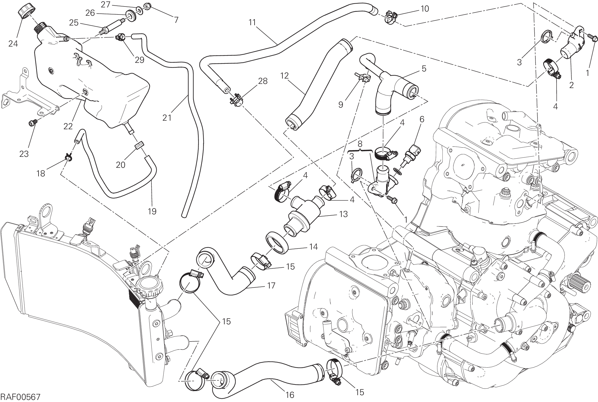 031 CIRCUITO DI RAFFREDDAMENTO POUR MONSTER 821 2016