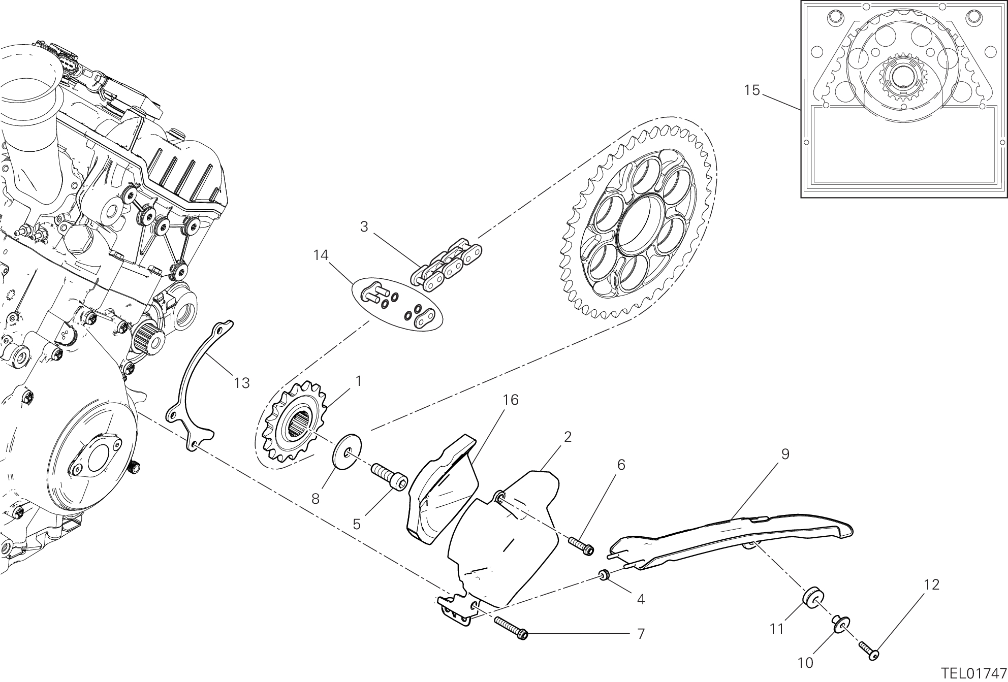 17A PIGNON CHAINE POUR SUPERBIKE PANIGALE V4 2025