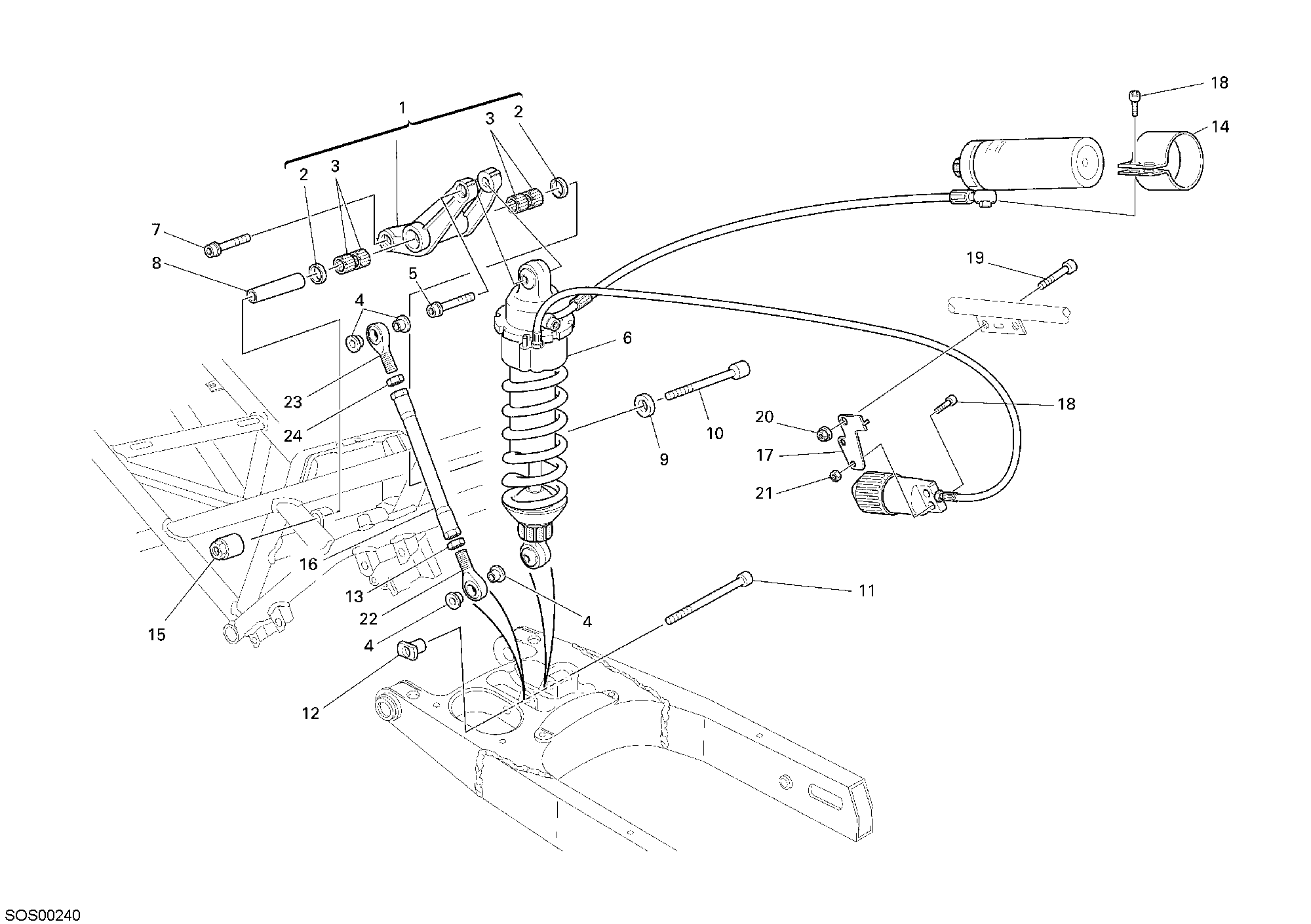 035 AMORTISSEUR ARRIERE POUR SPORT TOURING ST3 S ABS 2007