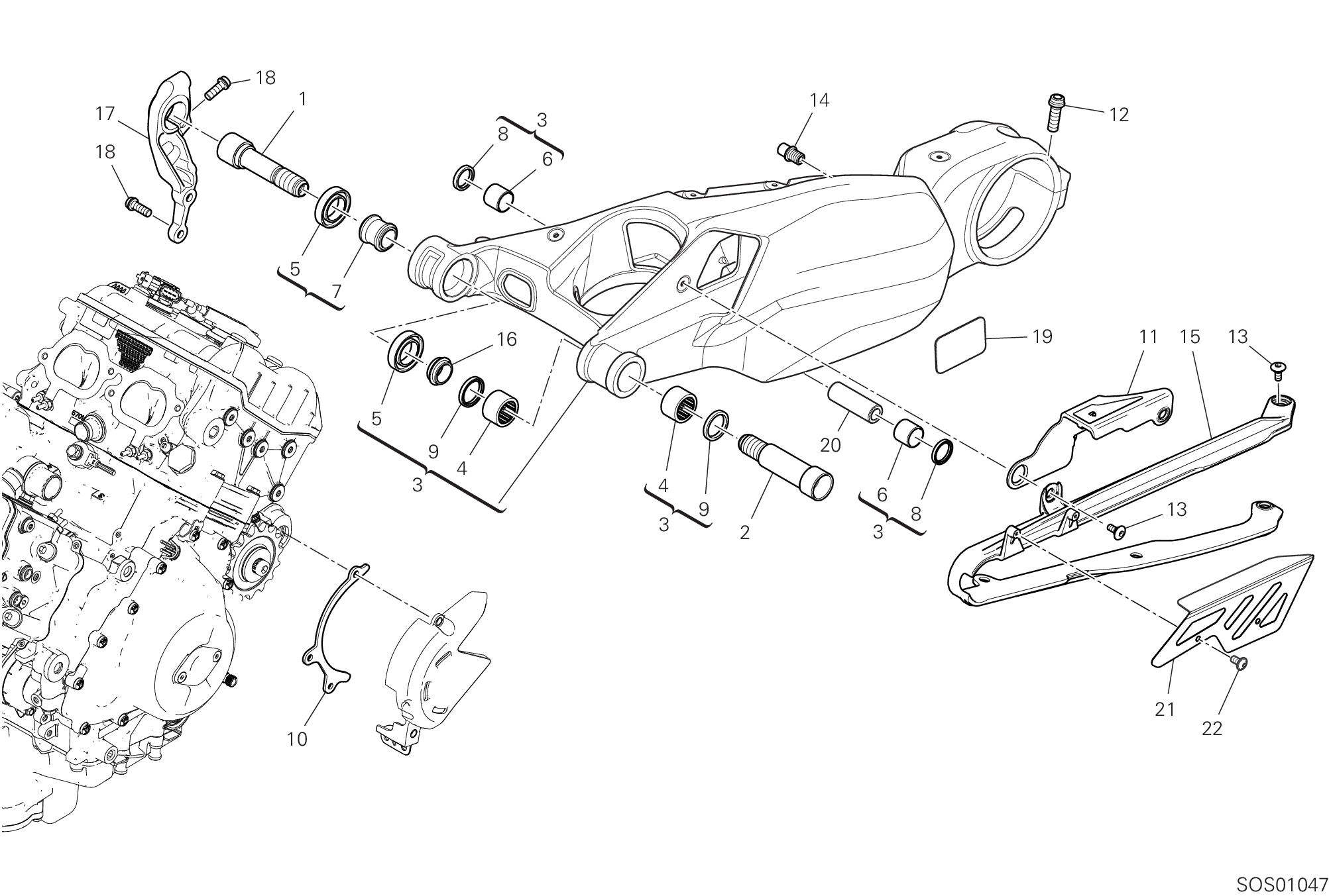 19A BRAS OSCILLANT ARRIERE POUR STREETFIGHTER V4 LAMBORGHINI 2023