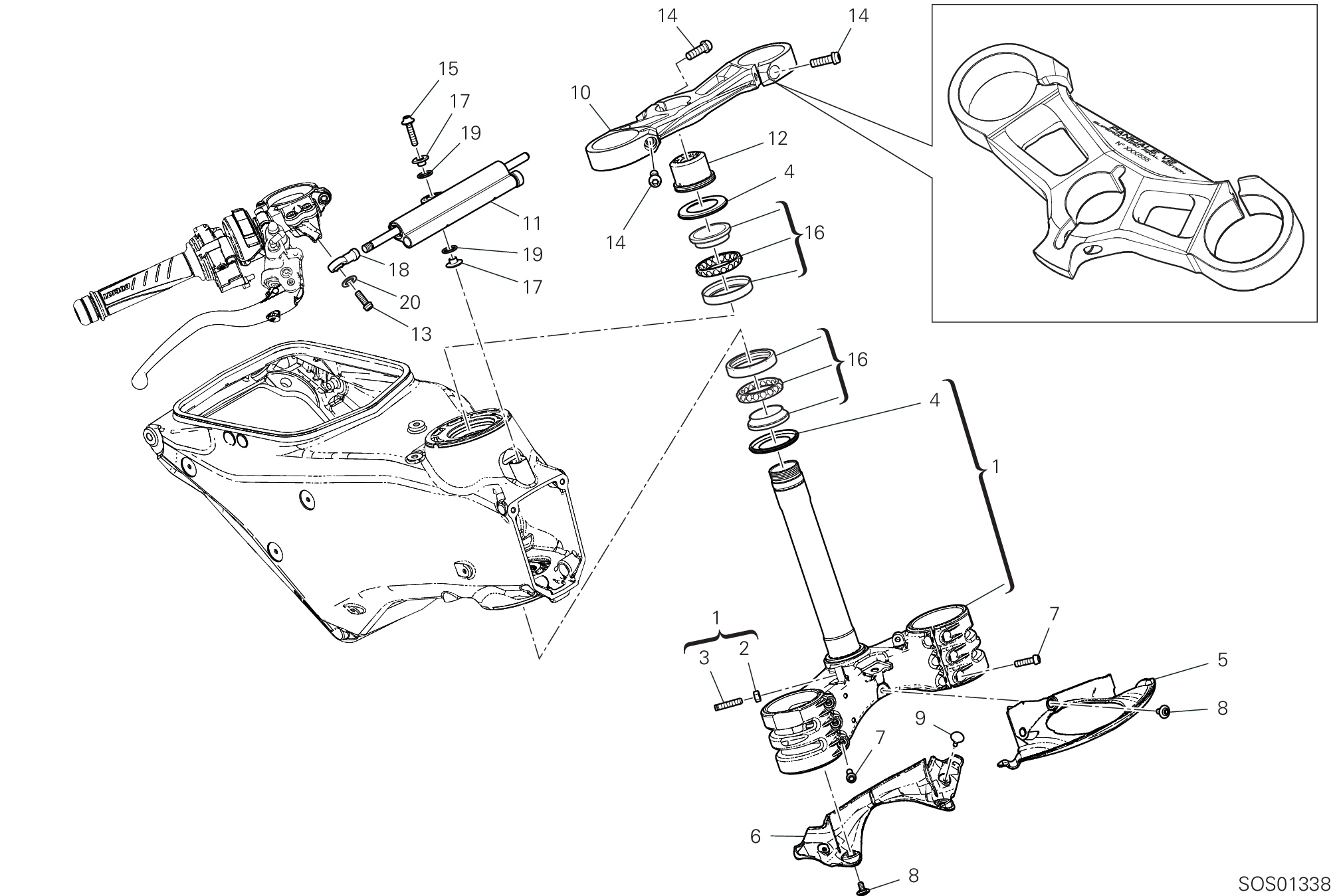 18A ENSEMBLE DIRECTION POUR SUPERBIKE PANIGALE V2 SUPERQUADRO FINAL EDITION 2025