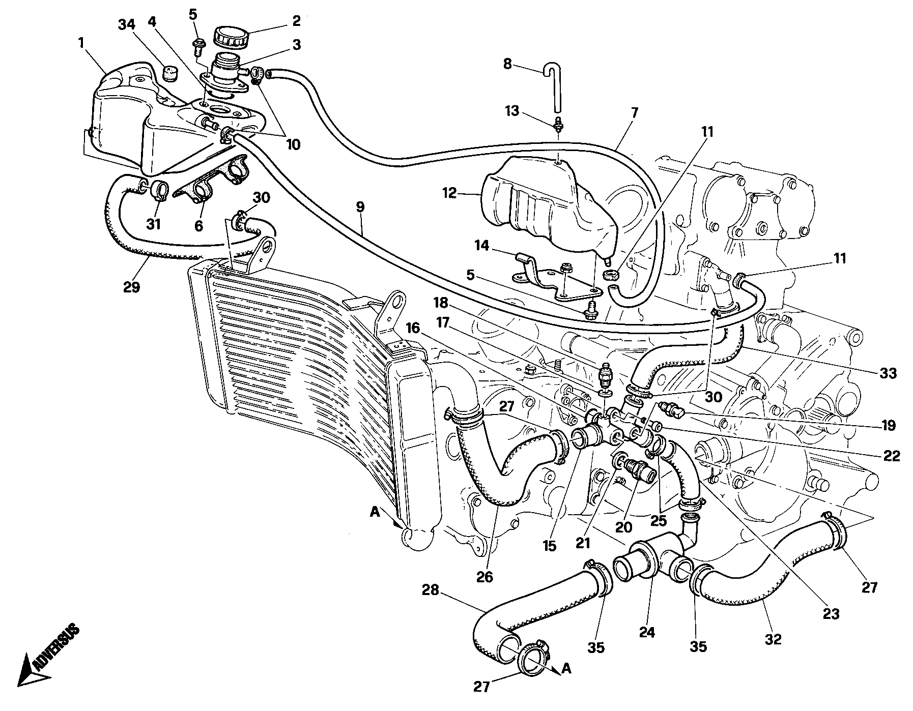 033 CIRCUIT DE REFROIDISSEMENT POUR SUPERBIKE 748 1995