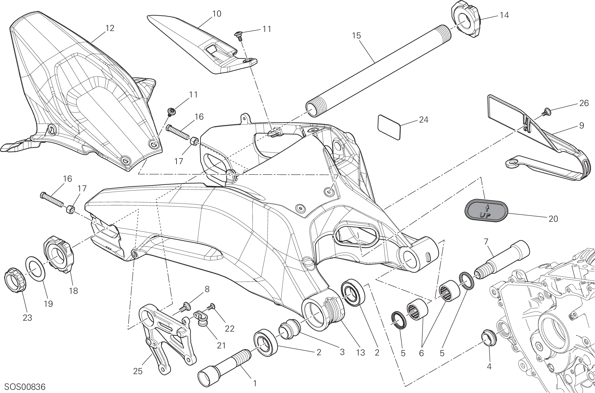 28A BRAS OSCILLANT ARRIERE POUR SUPERBIKE 959 PANIGALE ABS 2017