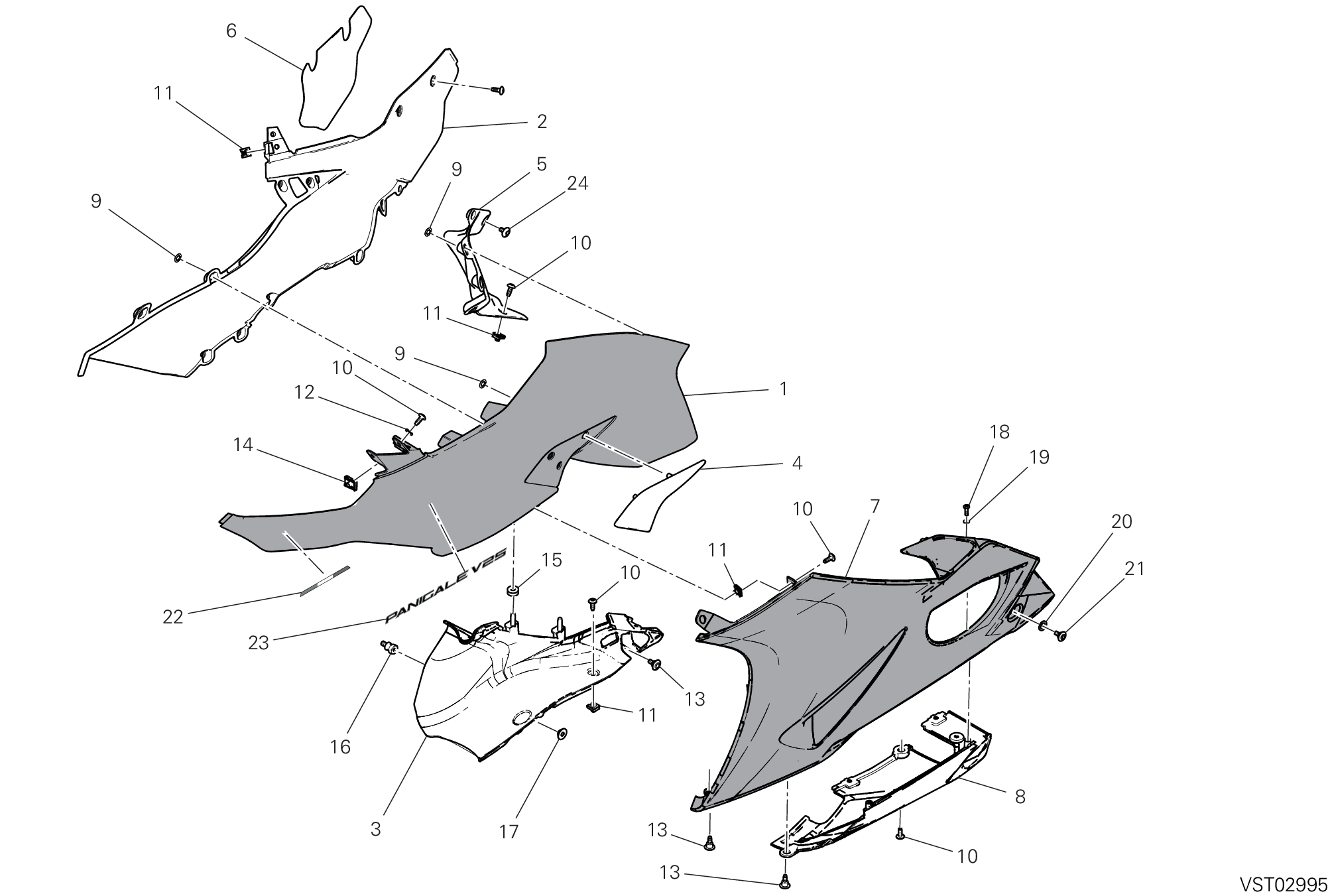 36C CARENE GAUCHE POUR SUPERBIKE PANIGALE V2 S NEW 2025