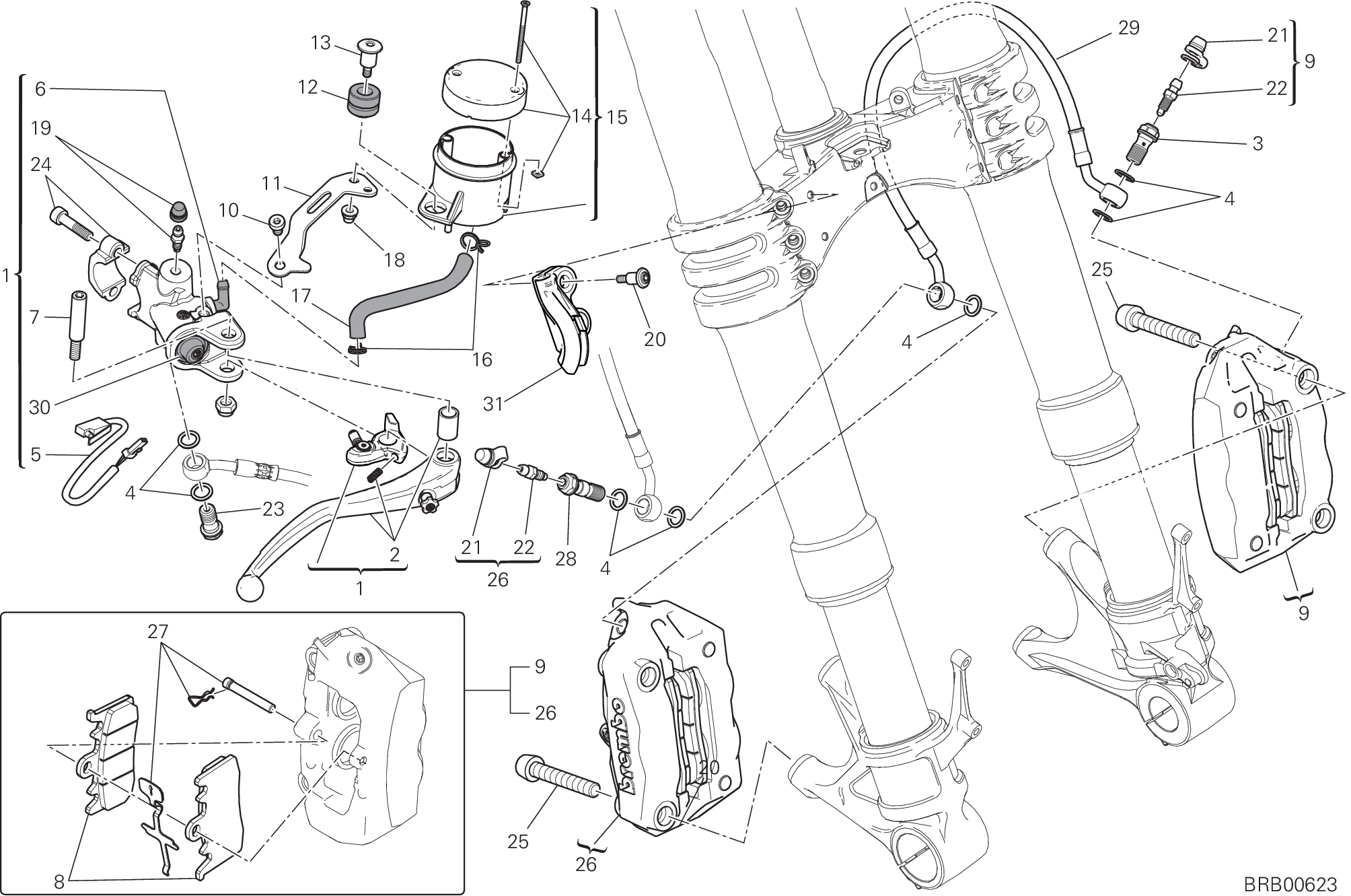 024 SYSTEME DE FREIN AVANT POUR SUPERBIKE 959 PANIGALE CORSE 2018
