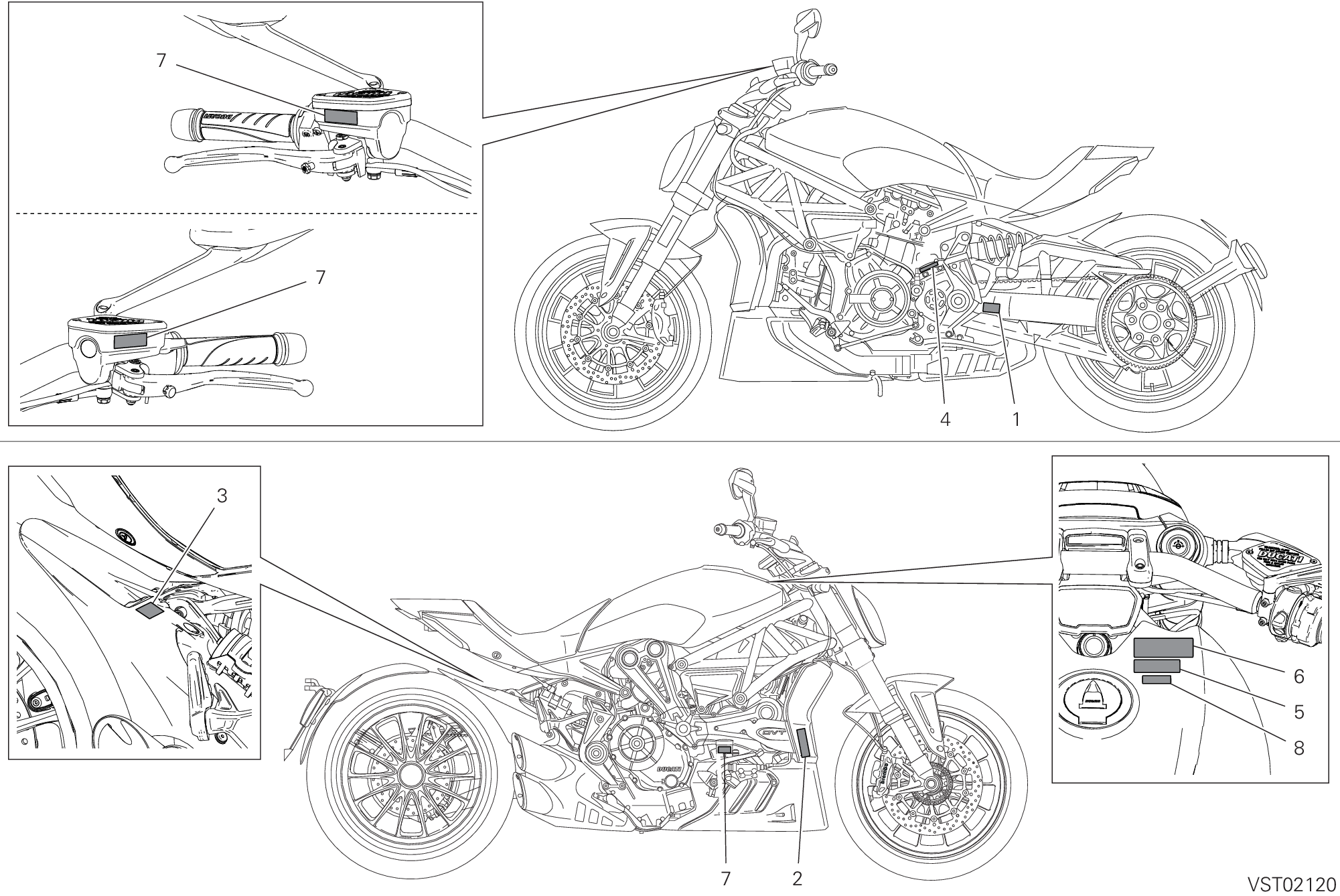 037 ETIQUETTES AVERTISSEMENT POUR XDIAVEL NERA 2022