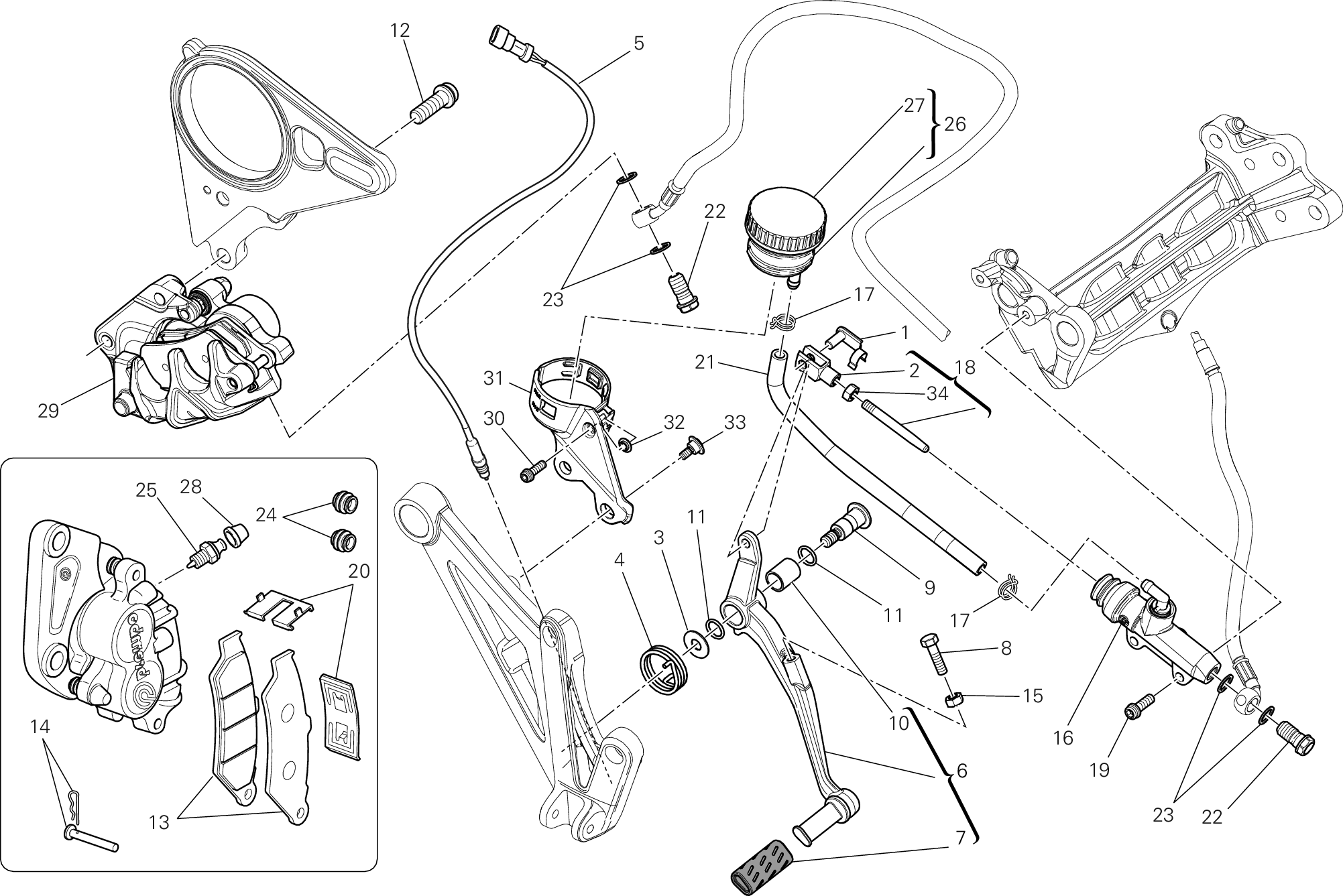 025 SYSTEME DE FREIN ARRIERE POUR DIAVEL 2013