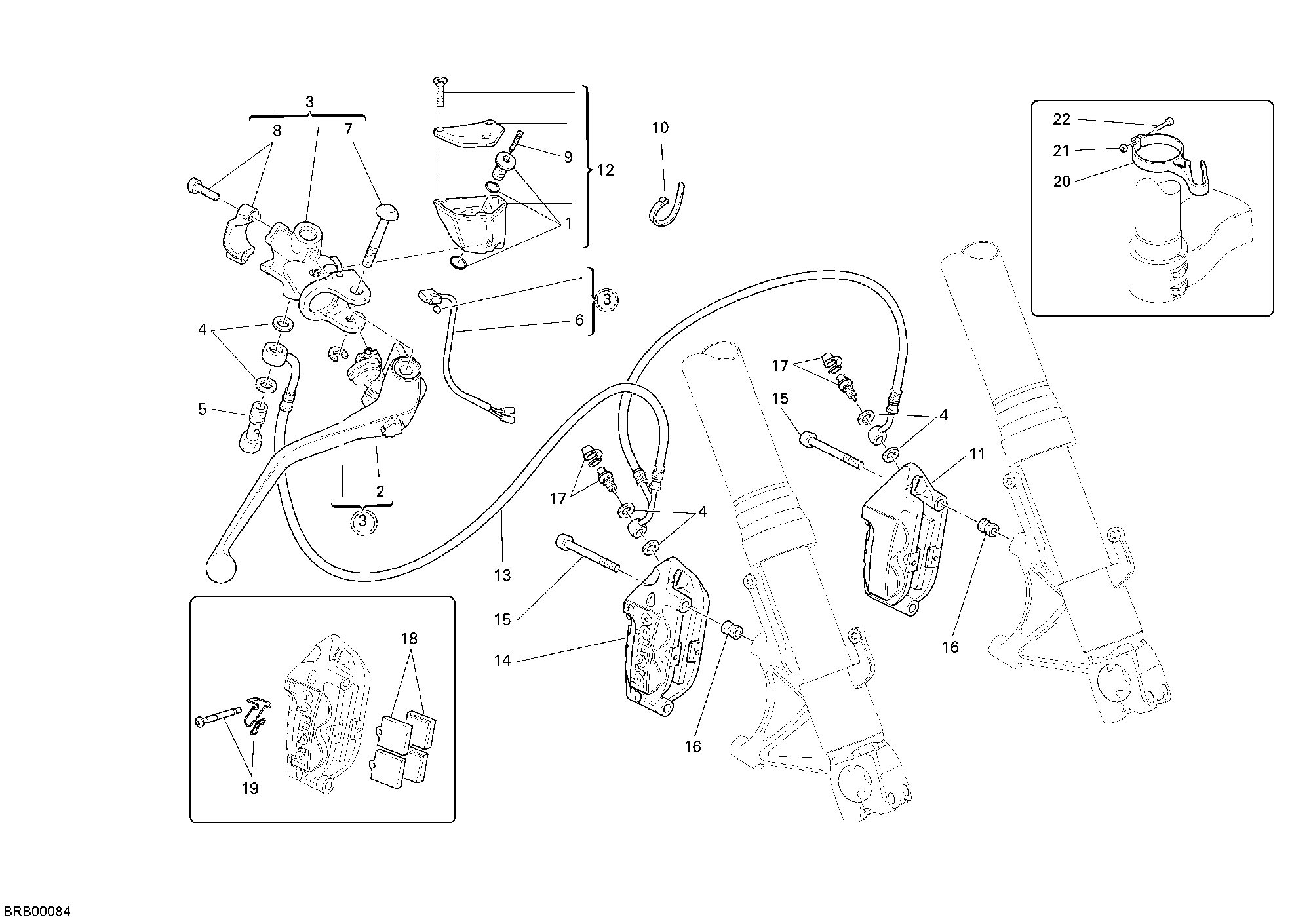 024 SYSTEME DE FREIN AVANT POUR SUPERBIKE 999 R 2003