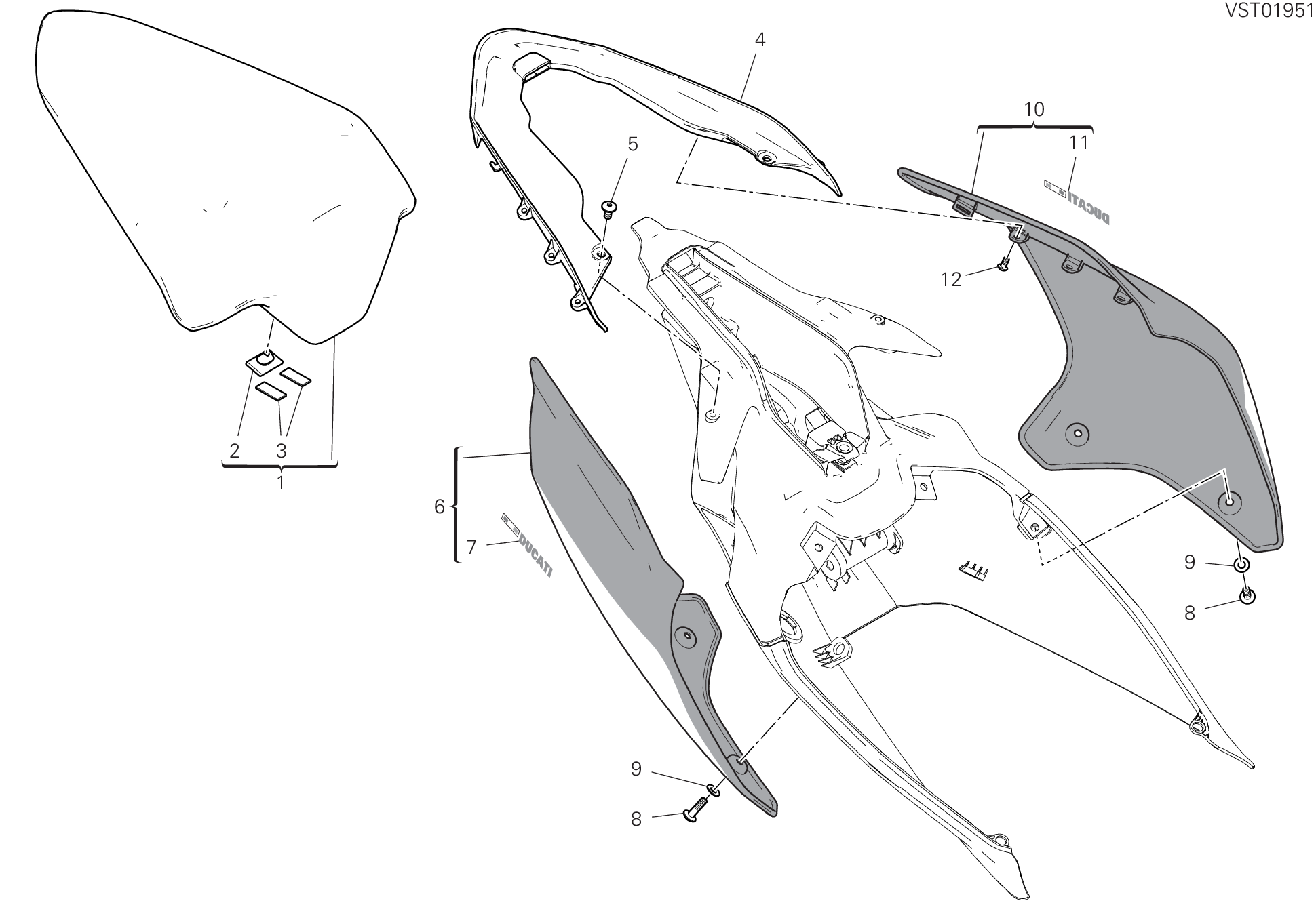 32B SELLE PASSAGER POUR SUPERBIKE PANIGALE V4 S CORSE 2019