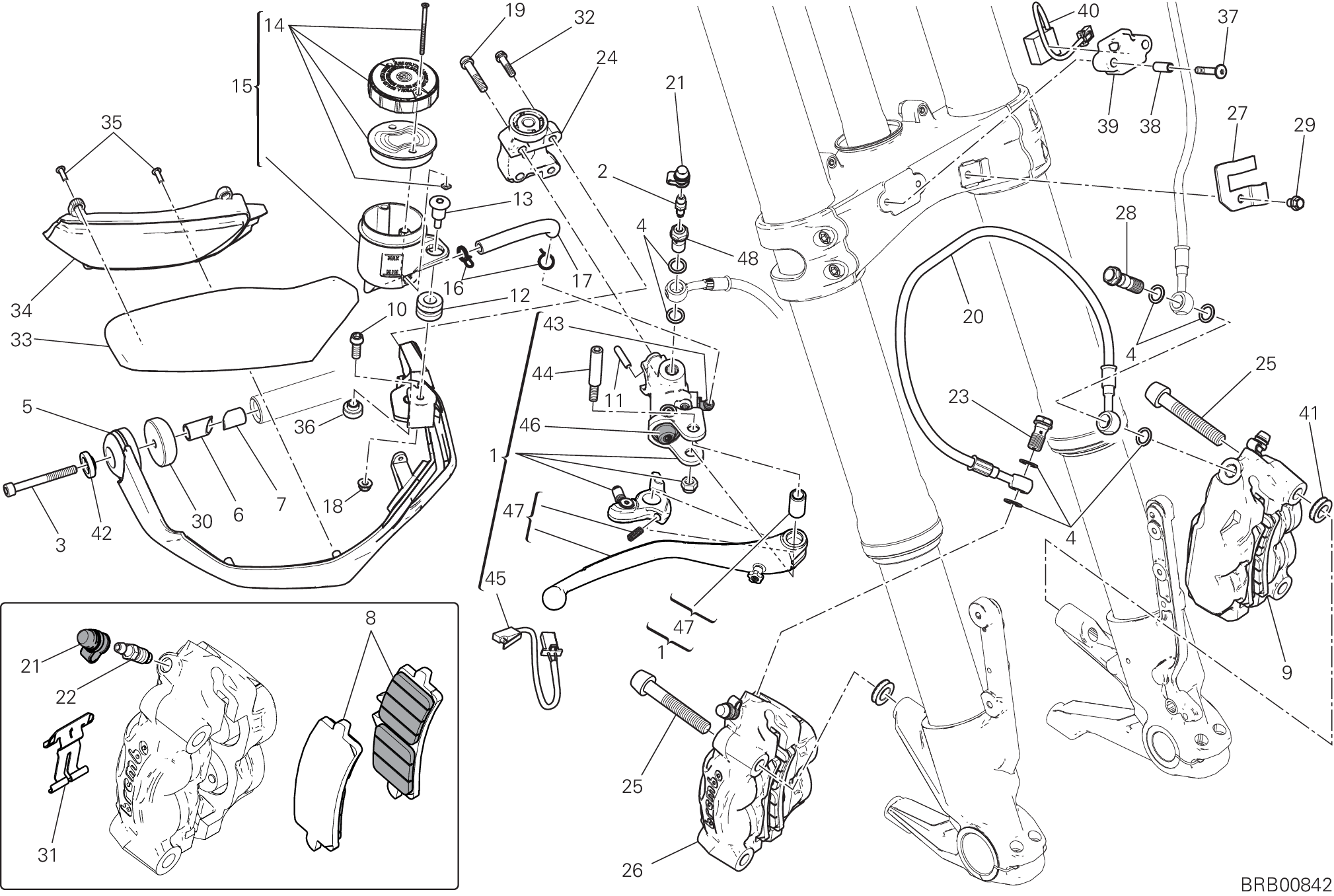 024 SYSTEME DE FREIN AVANT POUR MULTISTRADA 1200 S ABS 2015