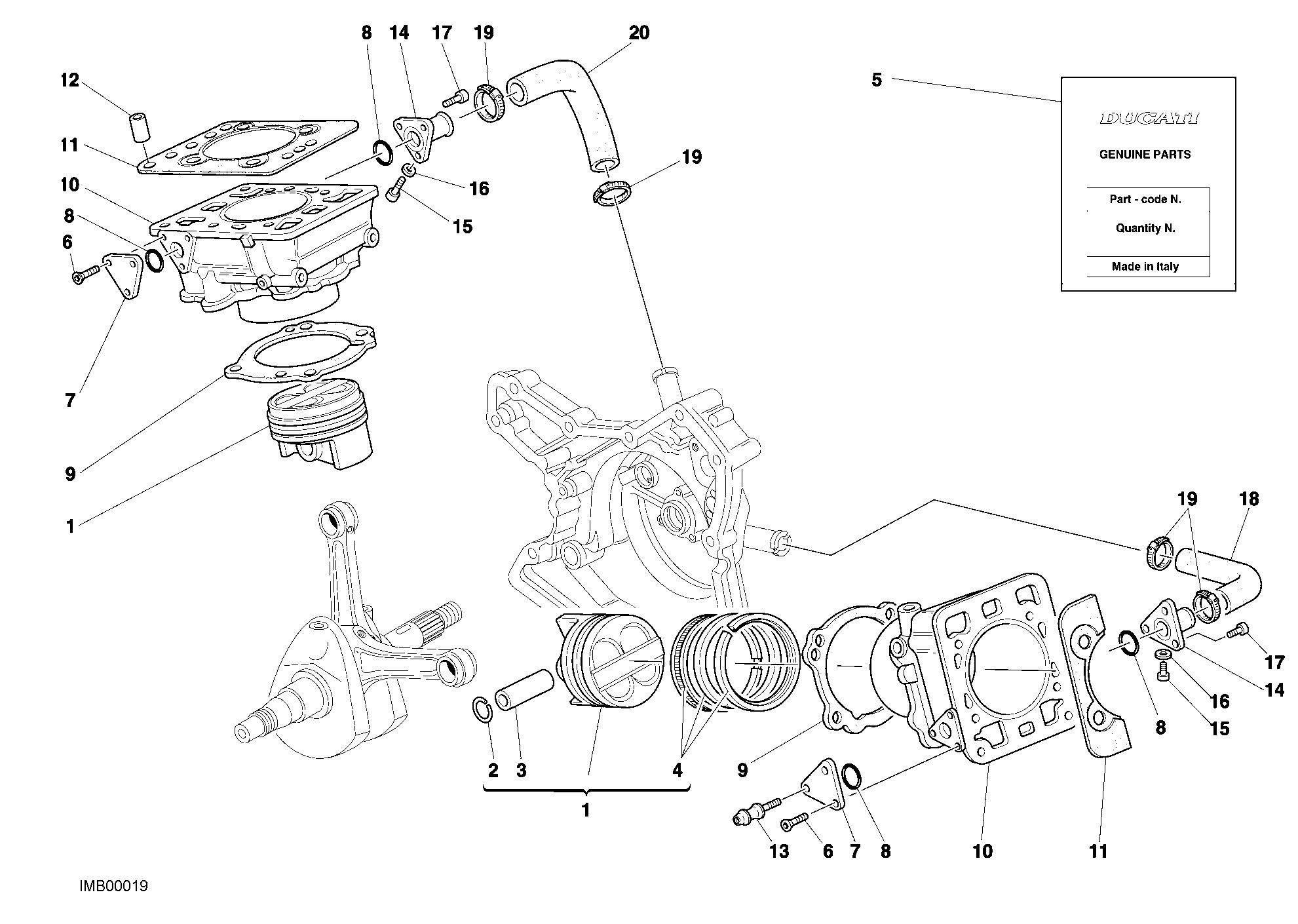 007 CYLINDRE PISTON POUR SUPERBIKE 748 RS 2001