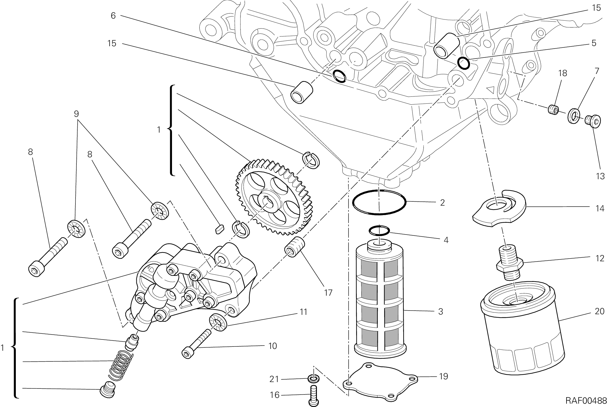 009 POMPE A HUILE FILTRE POUR MULTISTRADA 1200 ABS 2013