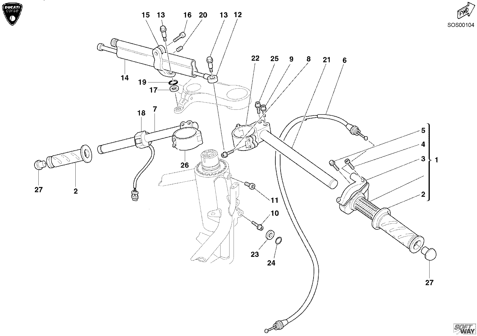 021 GUIDON POUR SUPERBIKE 998 RS 2002